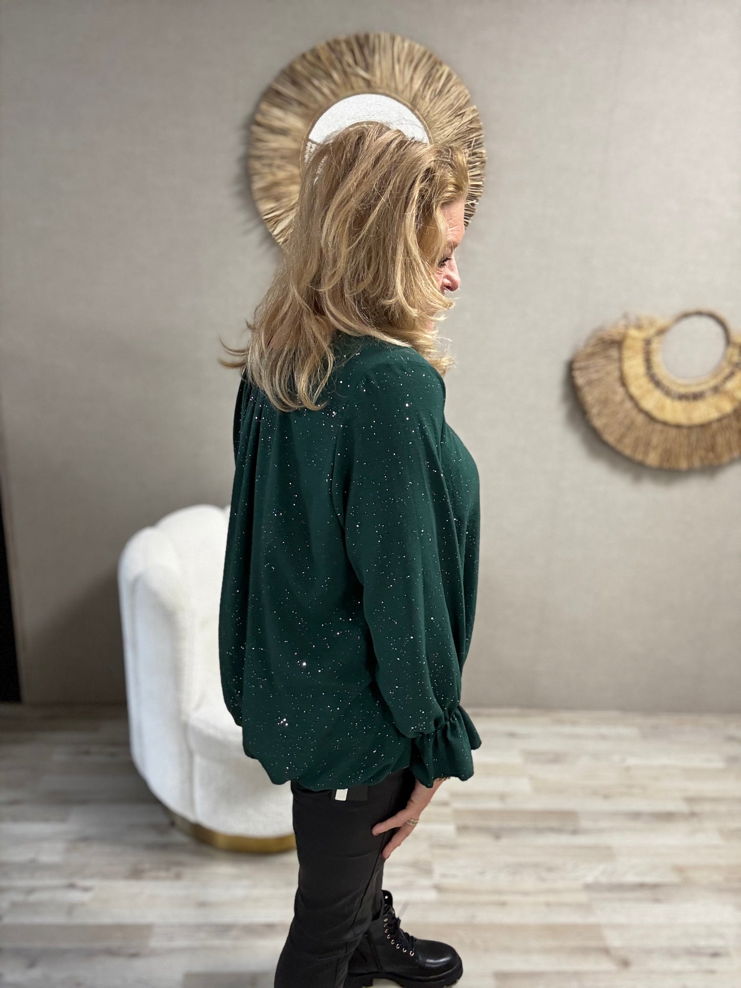 Ballon top Groen met Zilveren Sparkel