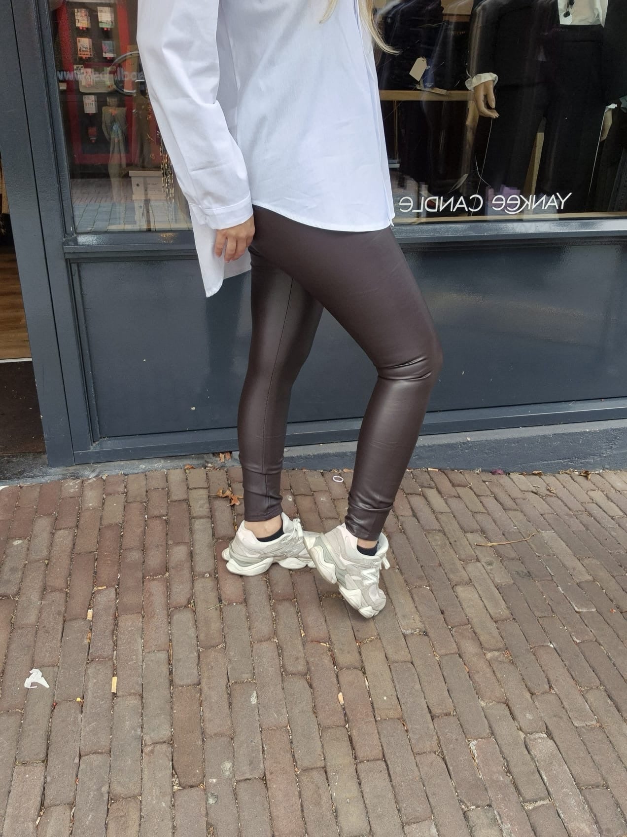 Leatherlook legging Norfy donkerbruin