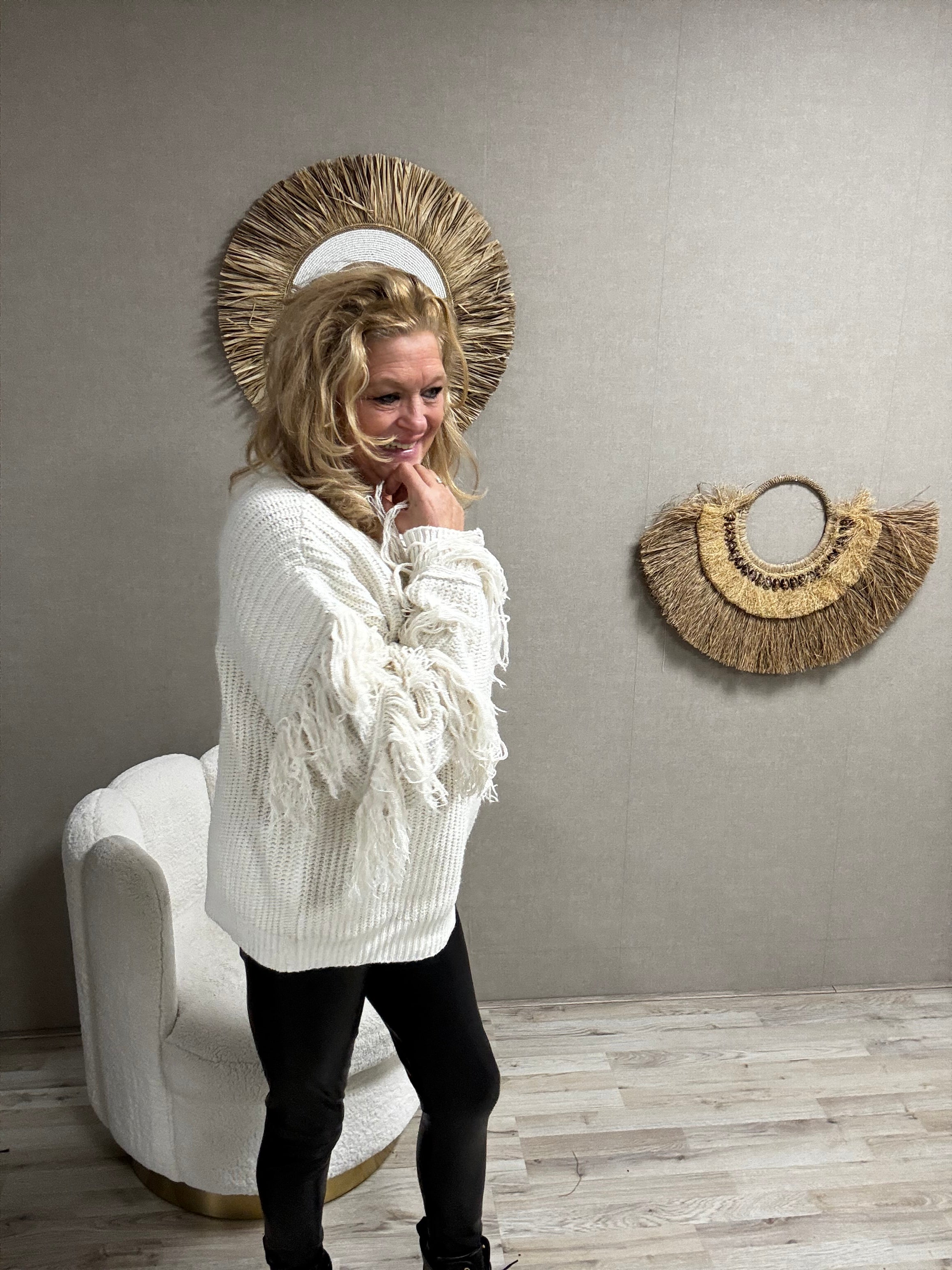 Trui Fringe Off White