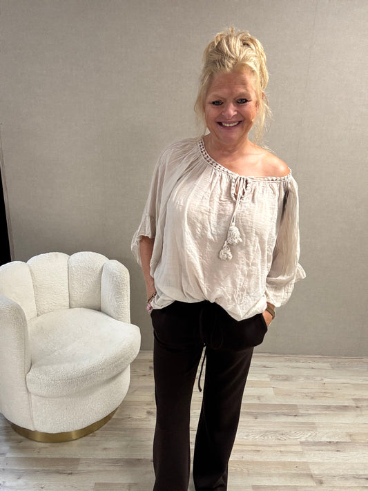 Crinkle Top Alexia Beige