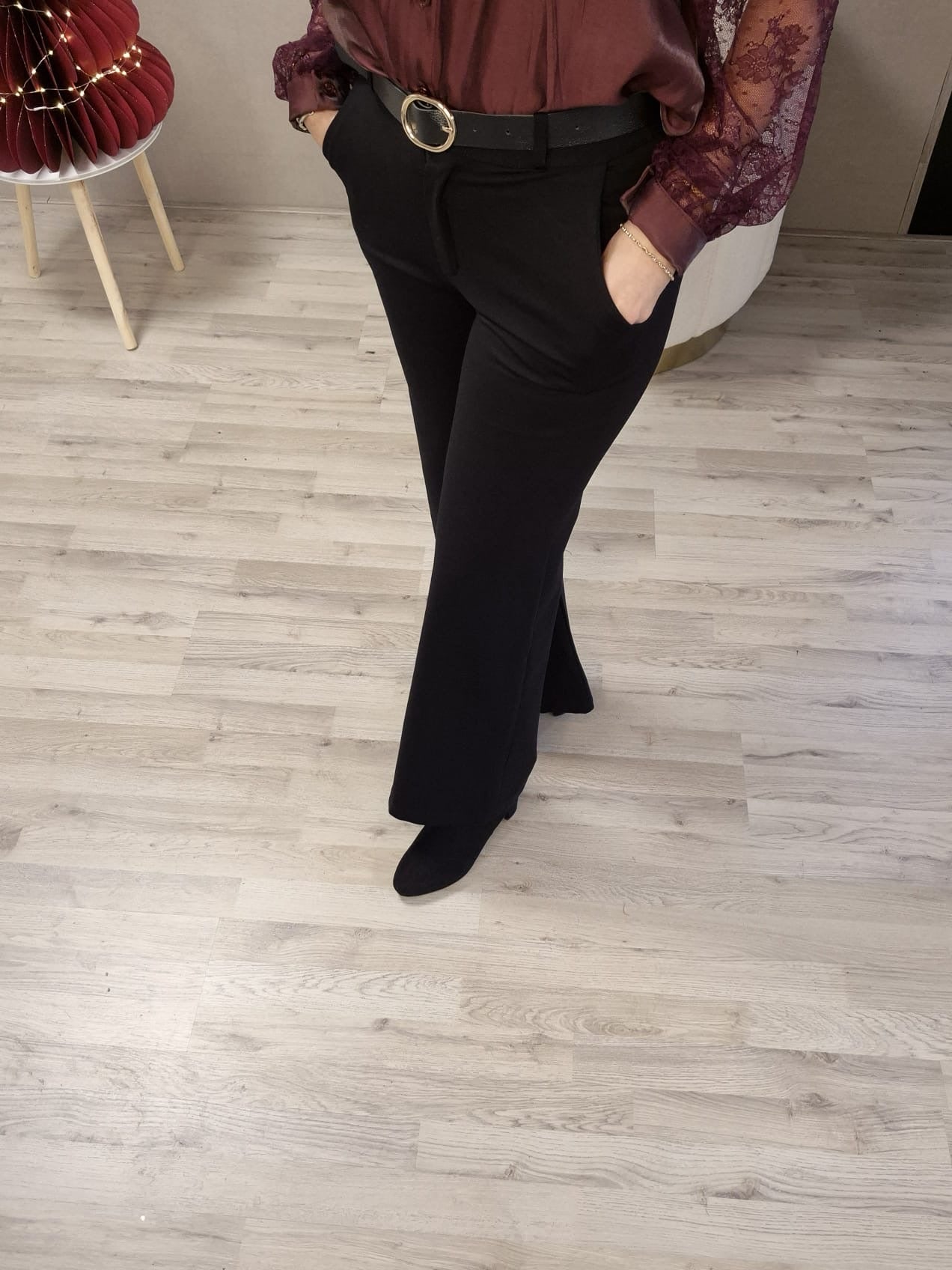 Pantalon met Riem Zwart