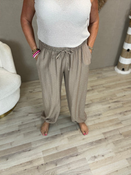 Strass Boho Broek Taupe