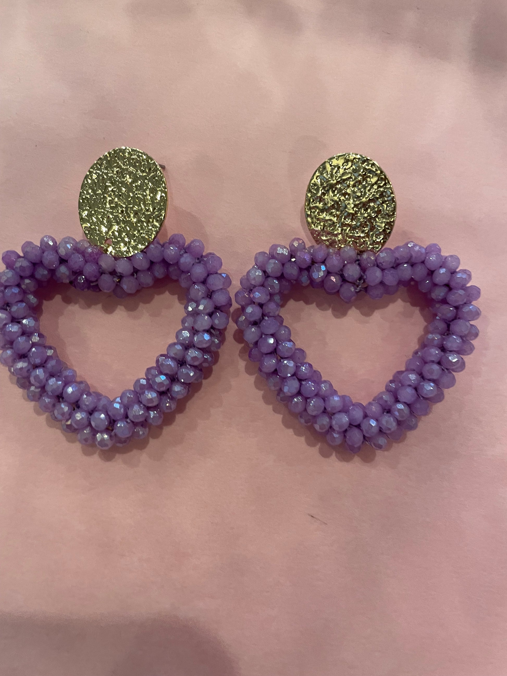 Earrings Nikkie hartje lila - Nancfashion