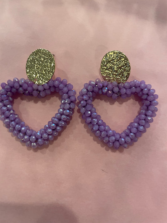 Earrings Nikkie hartje lila - Nancfashion
