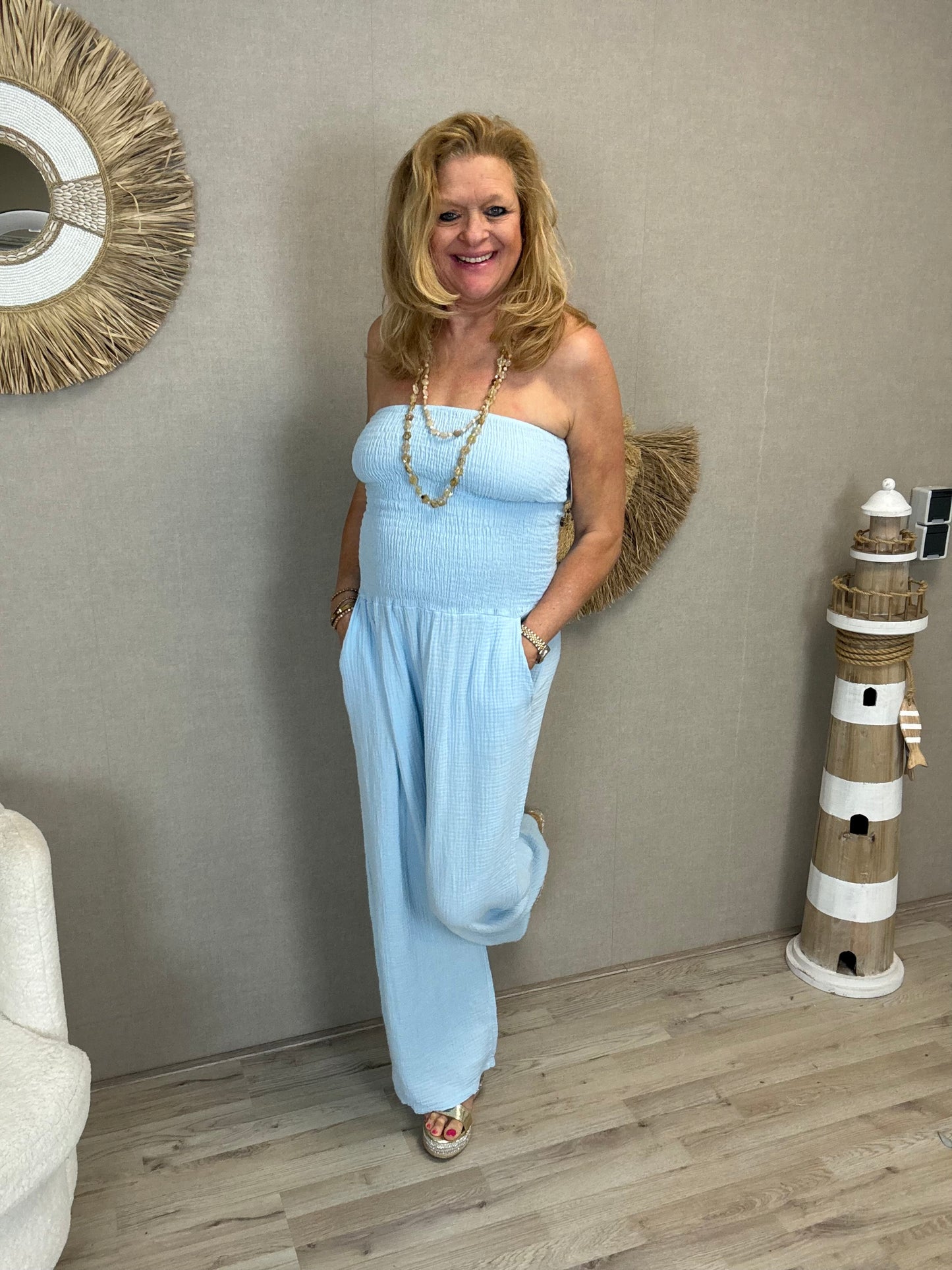 Strapless Jumpsuit Roxy Blauw
