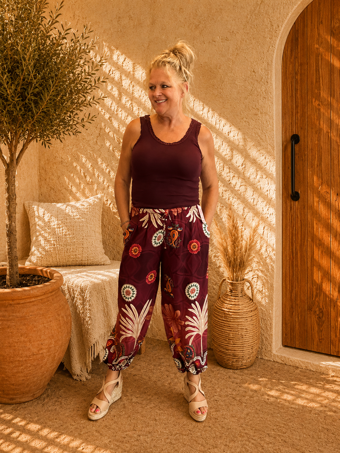 Pofbroek Boho Bordeaux