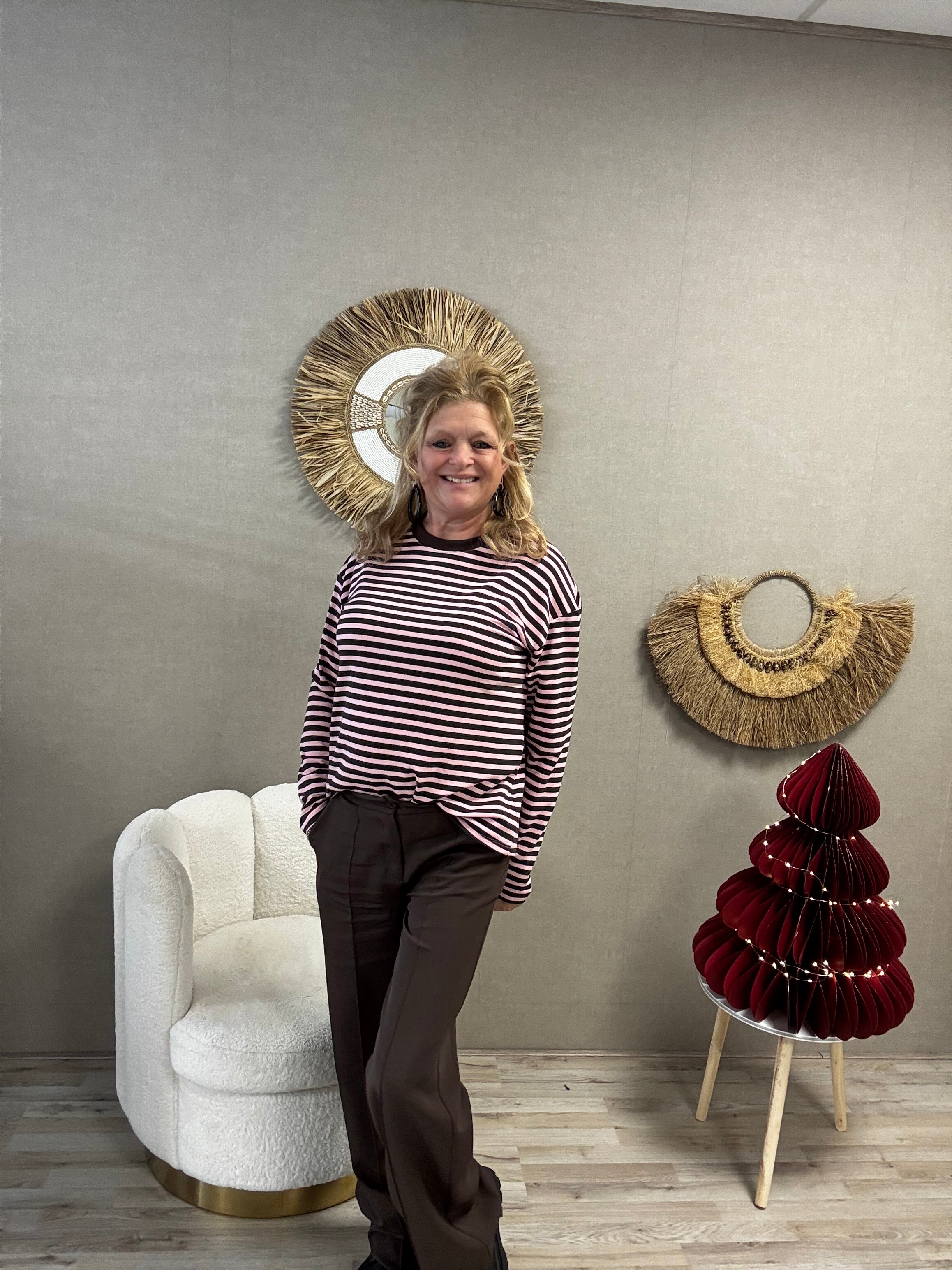 Gemma Ricceri shirt  Roze met Bruine Streep