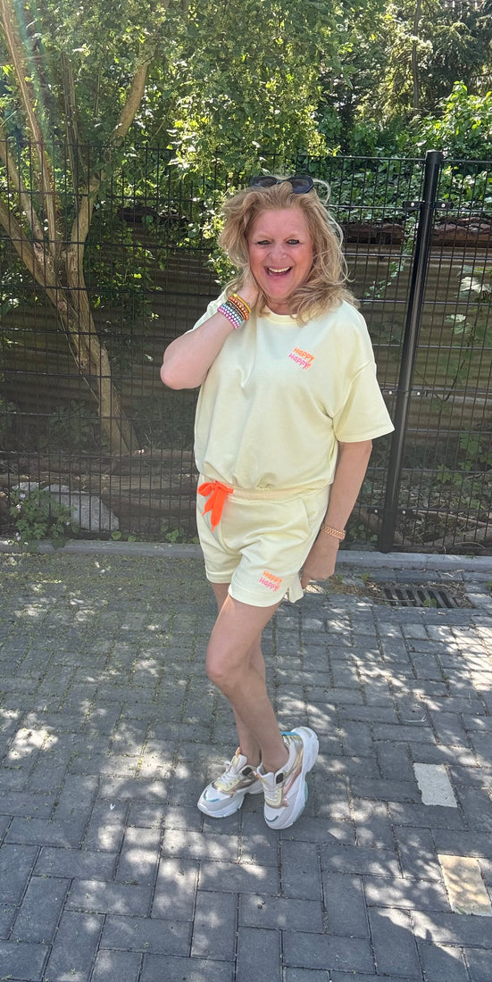 Tweedelig korte set Happy Yellow Mooij