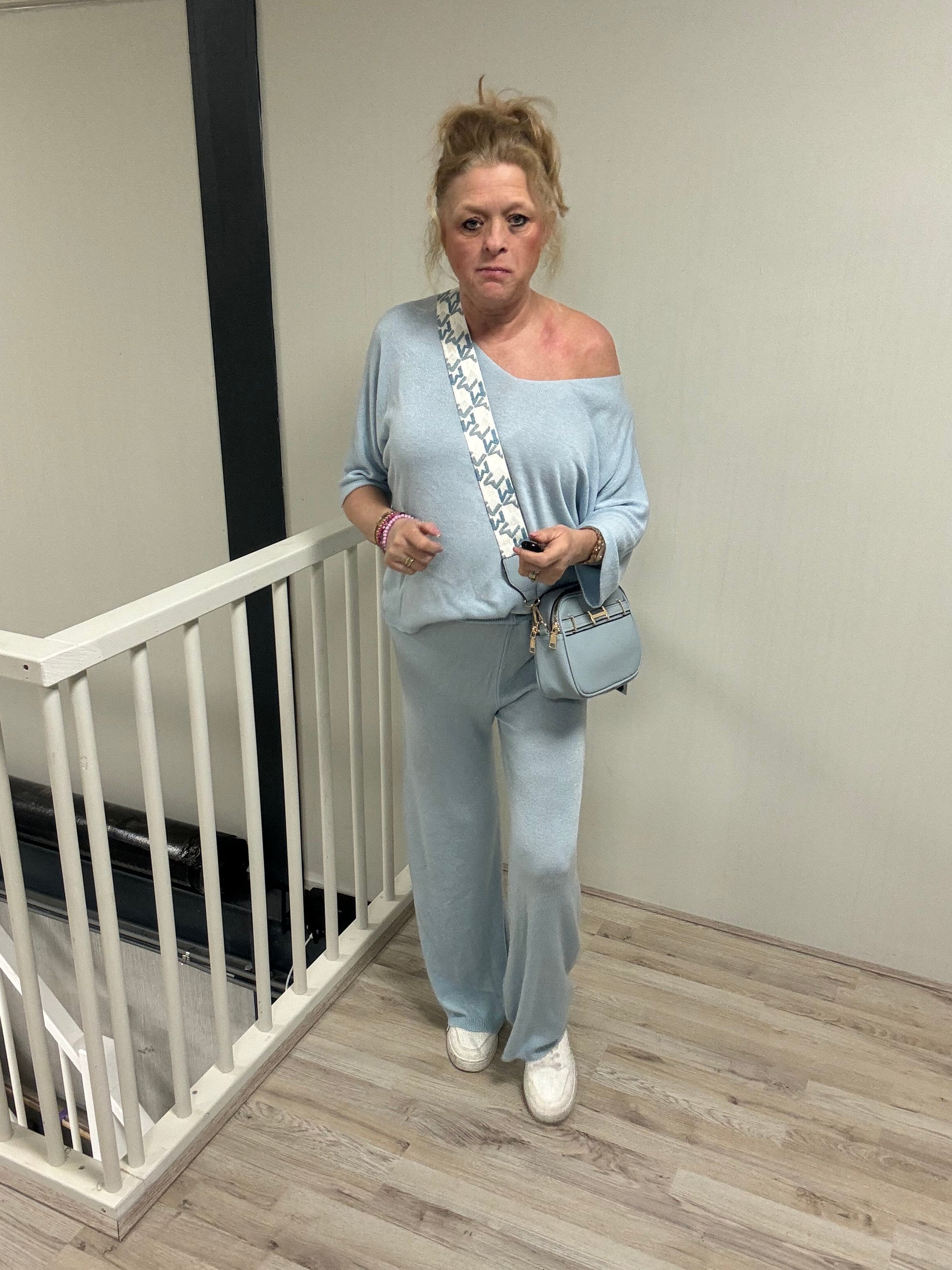 Tweedelig comfy pak Lichtblauw - Nancfashion