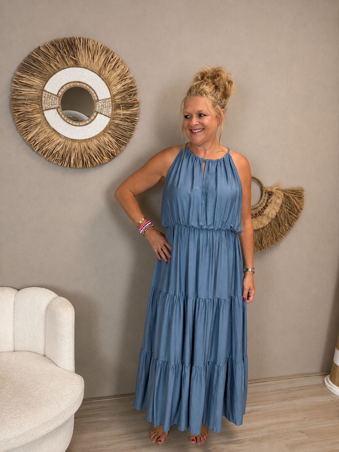 Maxi Jurk Mila Jeansblauw