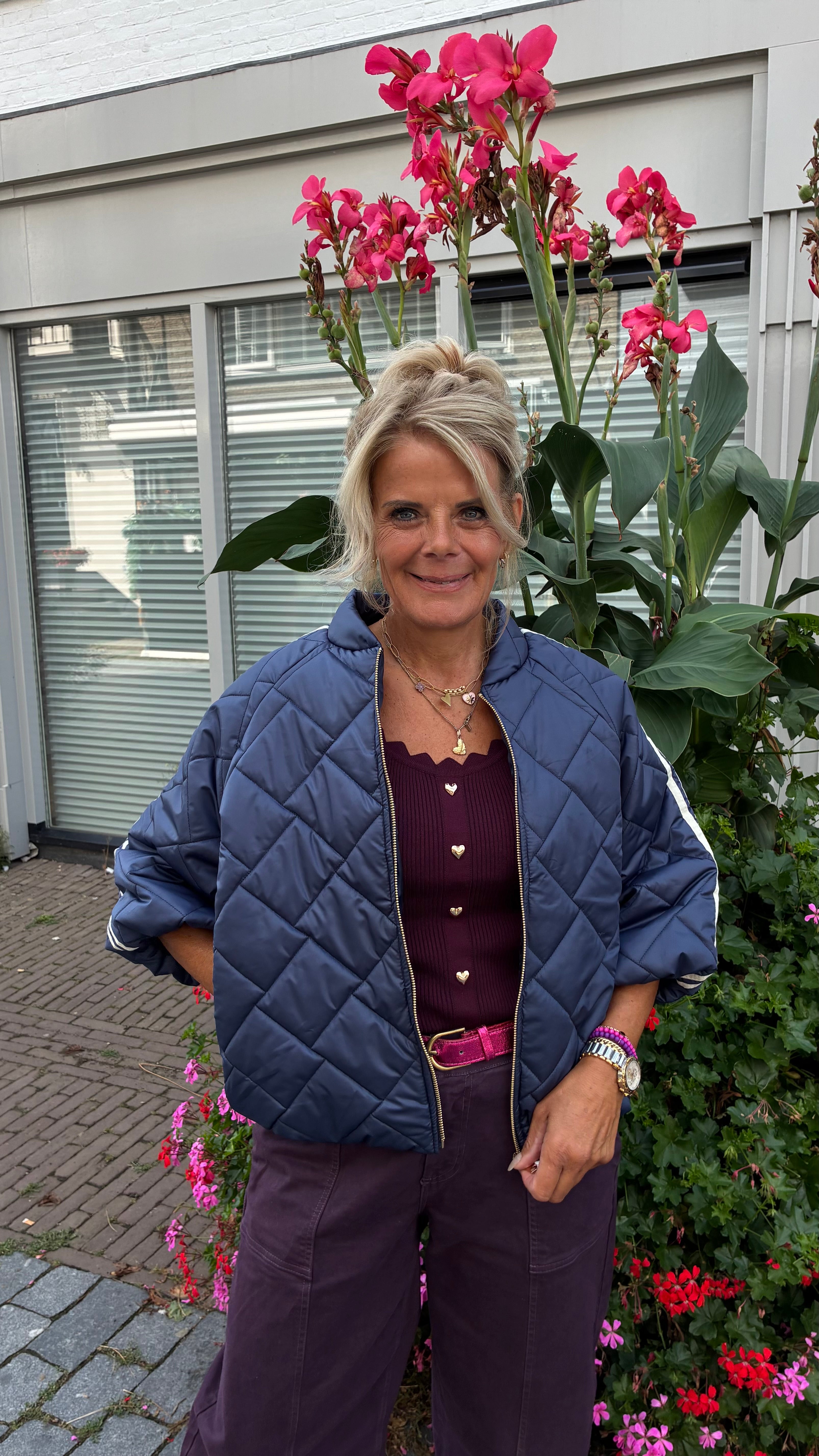 Gewatteerd Jacket 3/4 Mouw Blauw