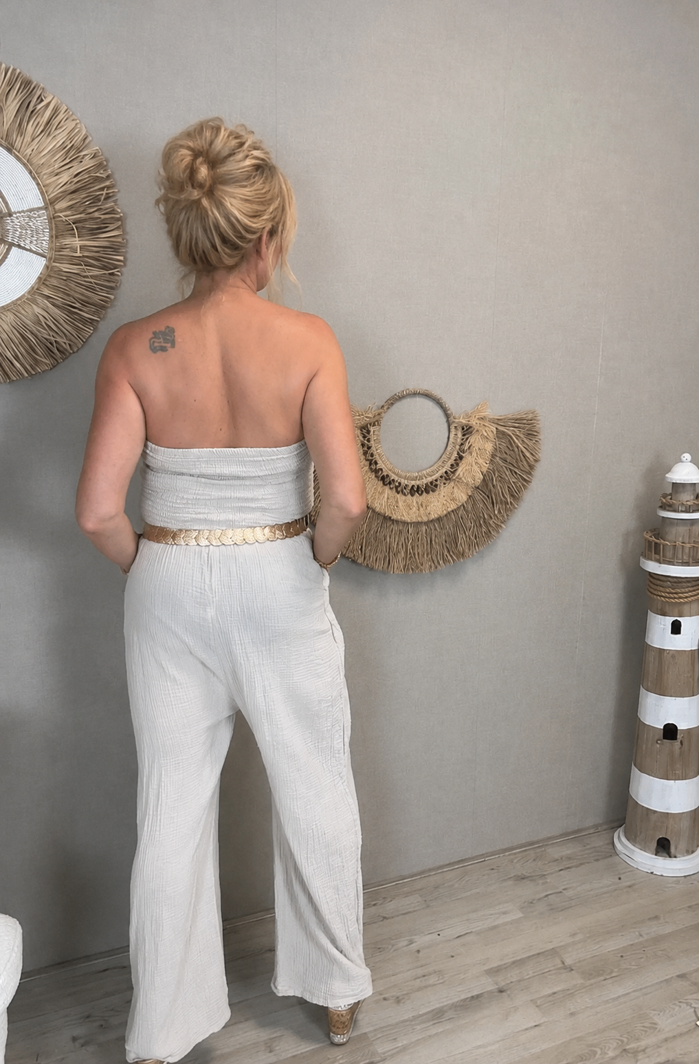 Strapless Jumpsuit Roxy Beige