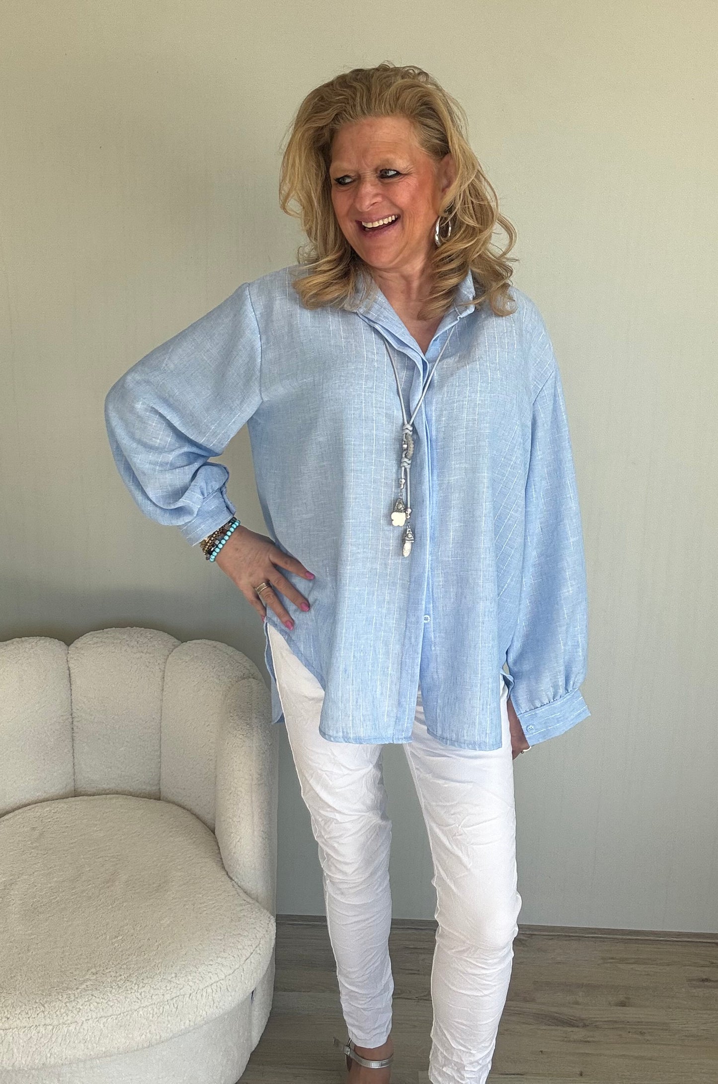 Blouse Billy Blauw - Nancfashion