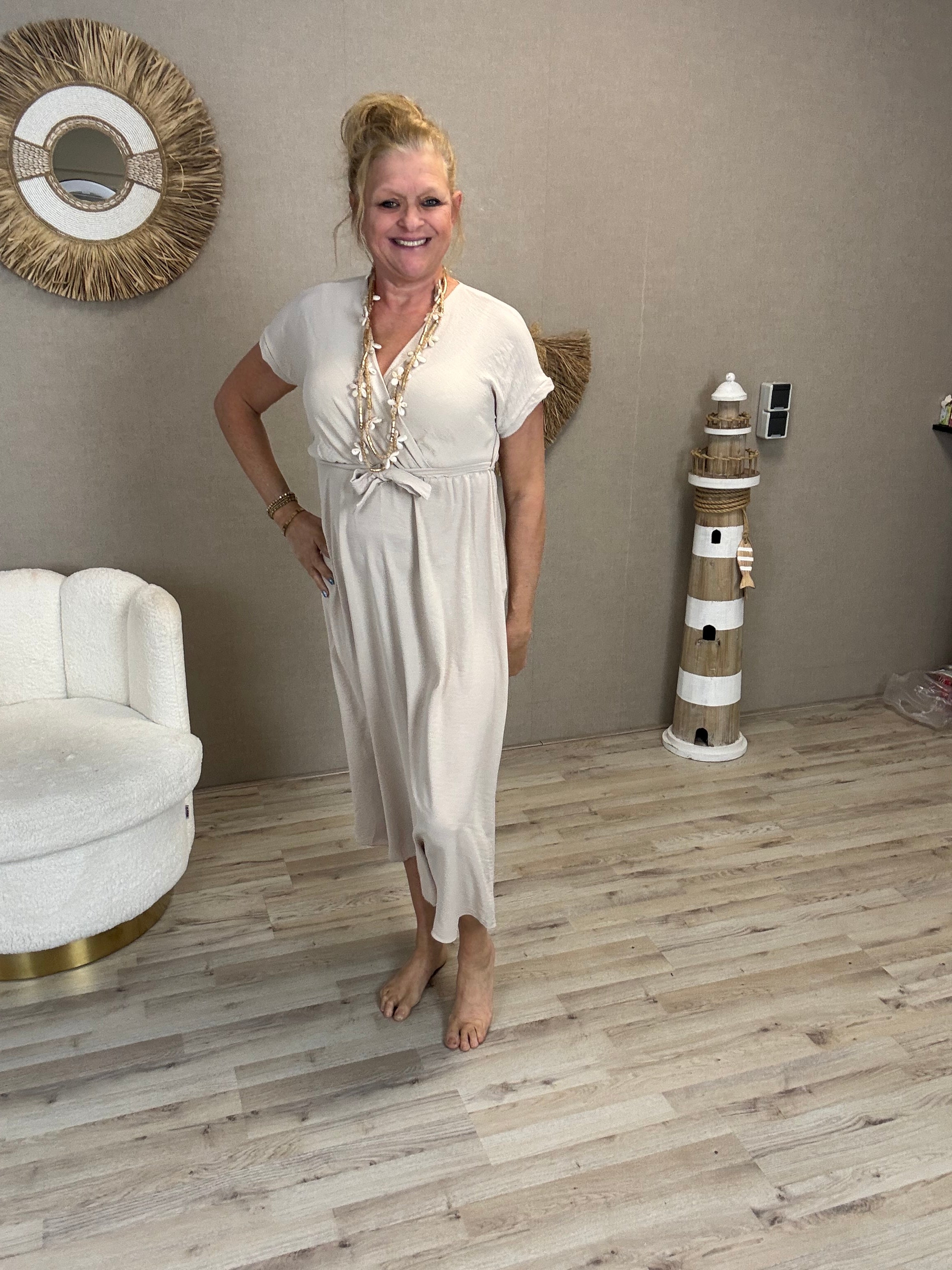 Summer Dress met ceintuur Beige