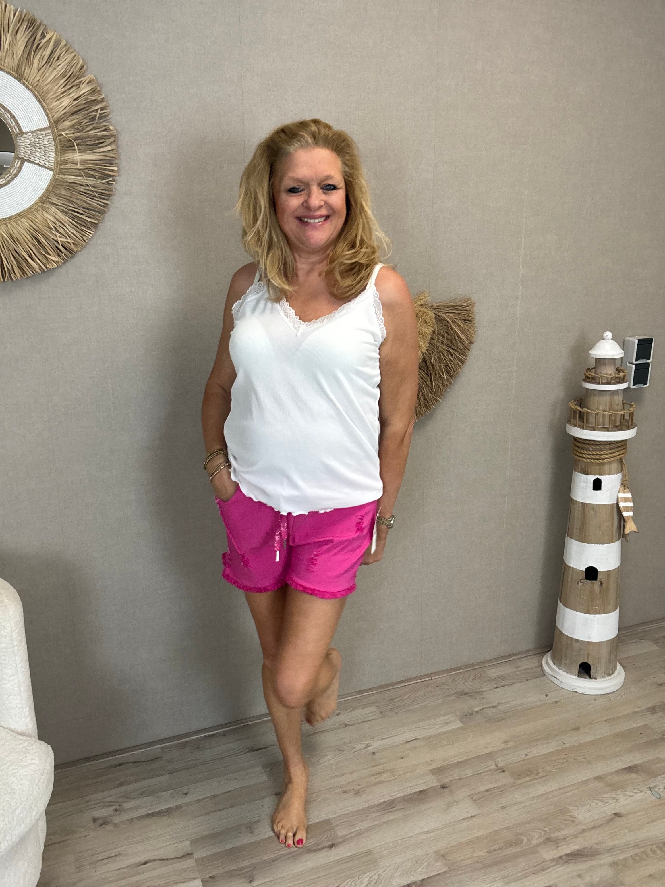 Stretch Short Rafels Fuchsia