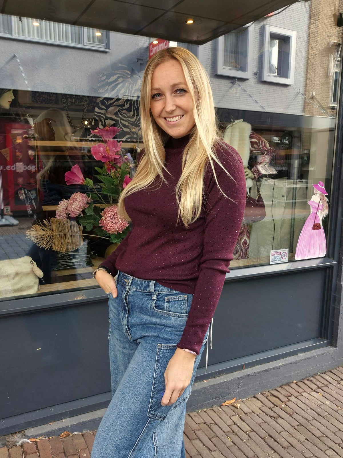 By Clara top met strass Bordeaux