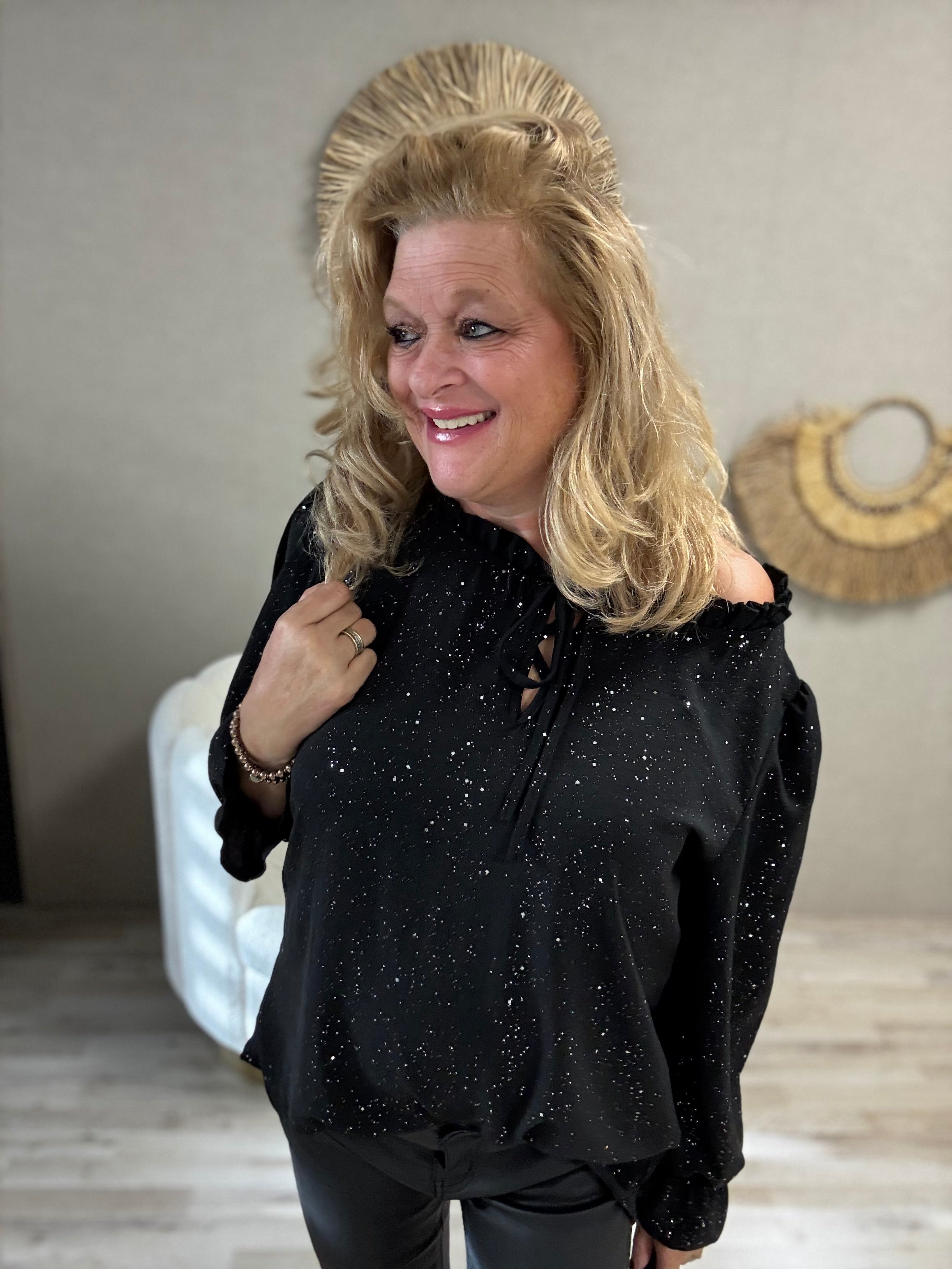 Blouse Tilly Zwart zilveren Sparkel