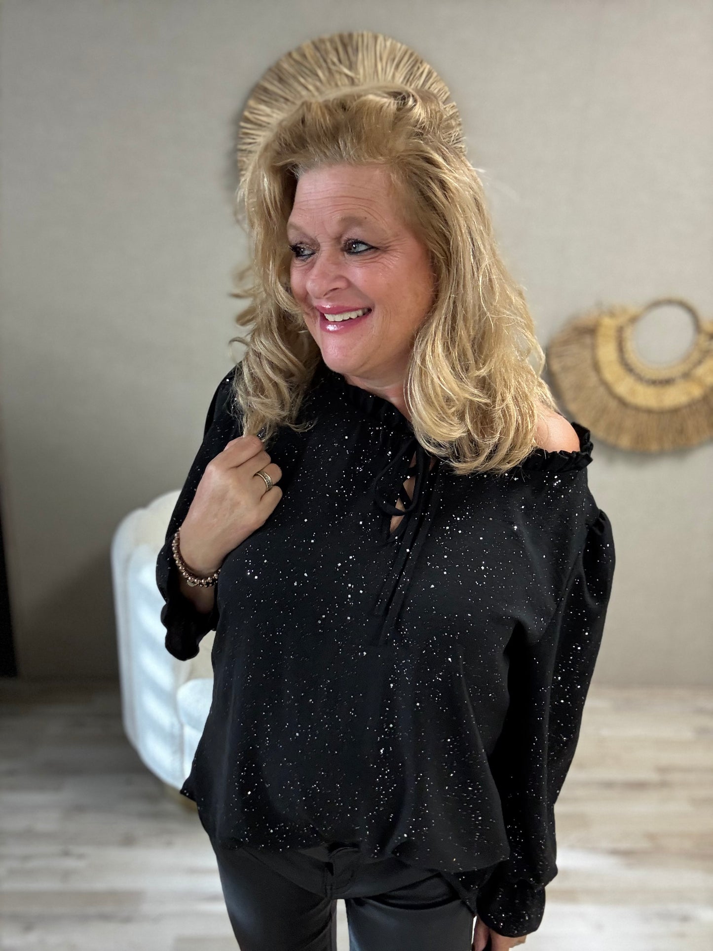 Blouse Tilly Zwart zilveren Sparkel