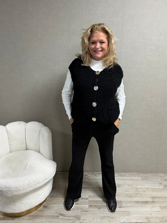 Broek Rib Zwart Flair
