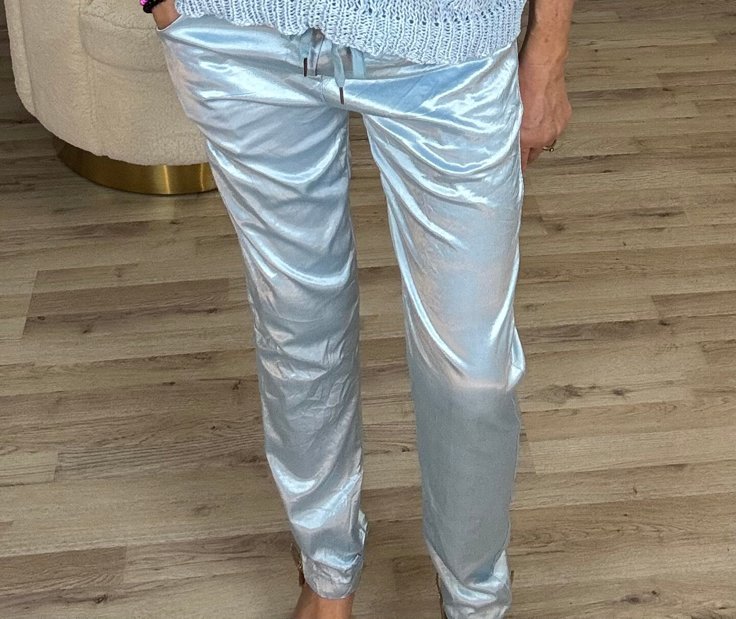 Glans Broek Blauw - Nancfashion