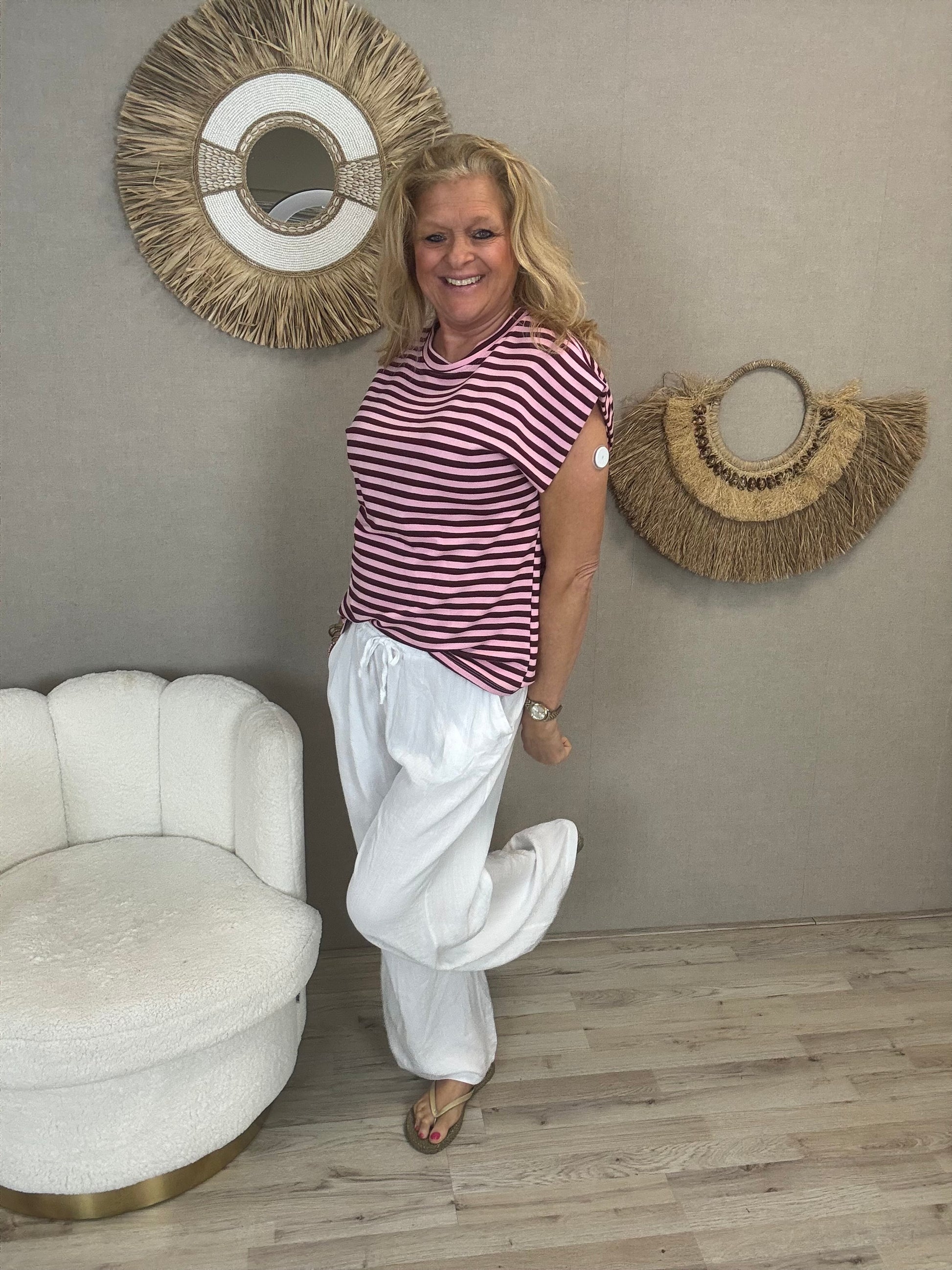 Striped Shirt Mooij-Bordeaux m/Roze - Nancfashion