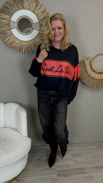 Sweater C’est La Vie Blauw/Rood