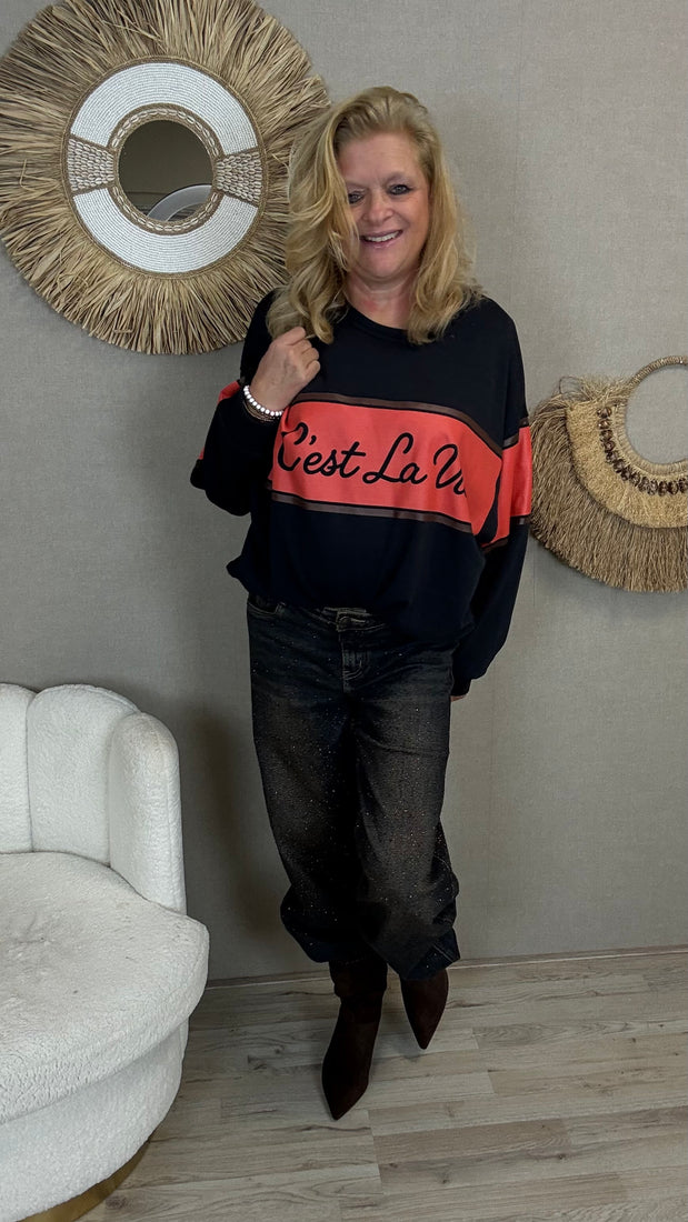 Sweater C’est La Vie Blauw/Rood