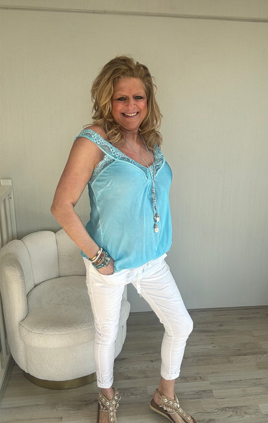 Silky Top Alicia Tuquoise - Nancfashion