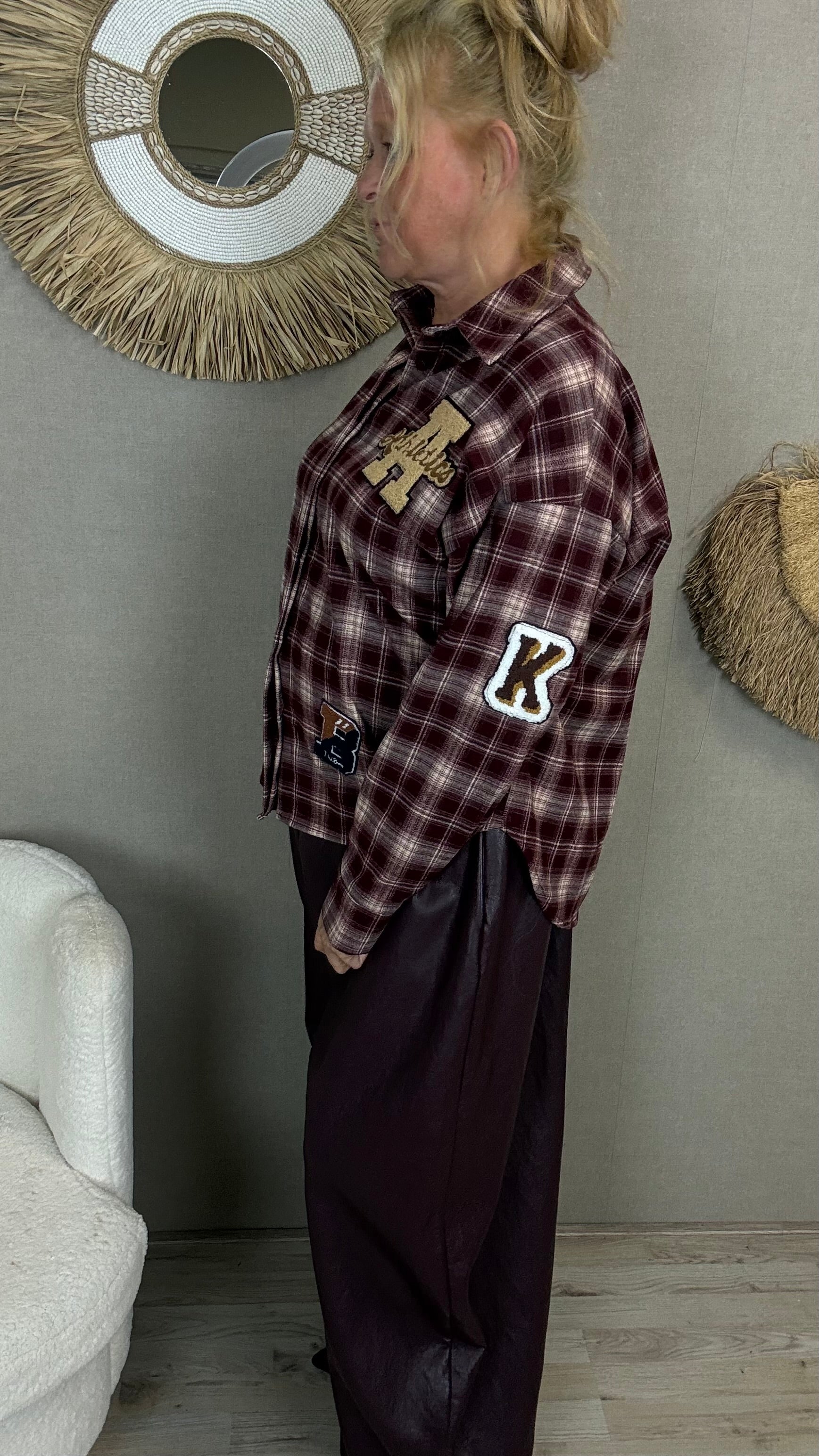 Houthakkers Blouse Teddy Applicaties Bordeaux