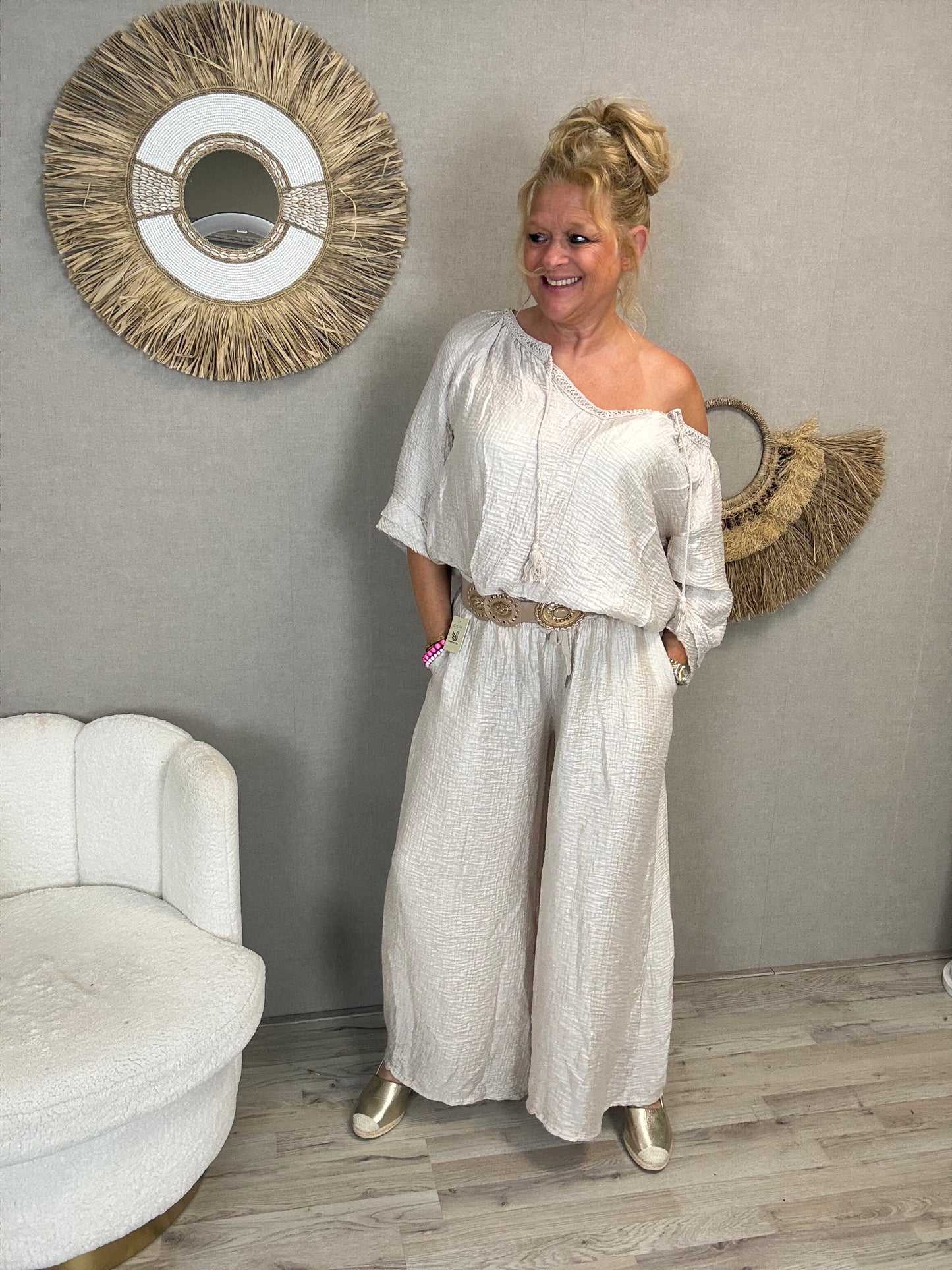 Tweedelig Pak Boho Chic  Beige