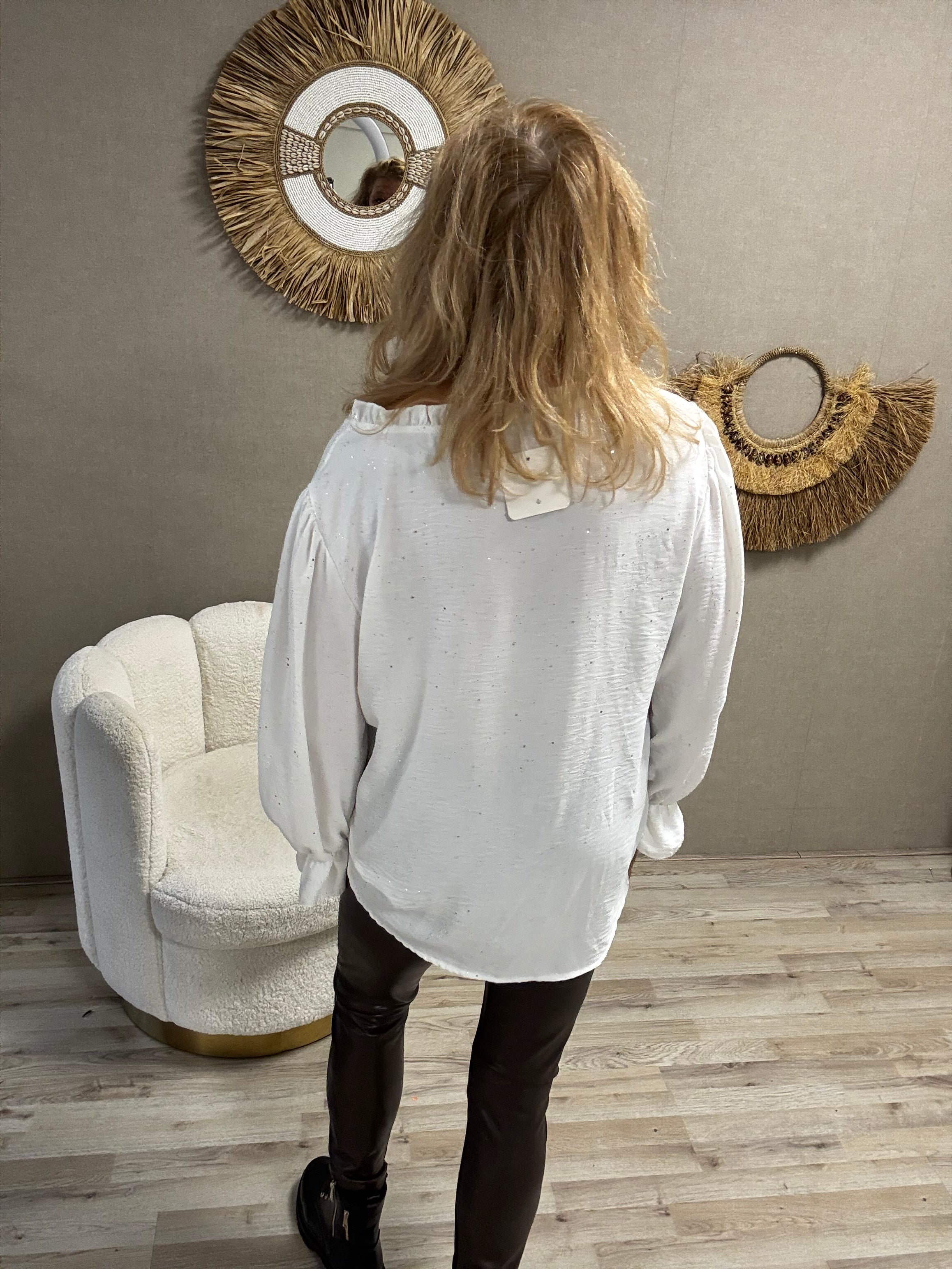 Blouse Tilly Wit met Zilveren Sparkel