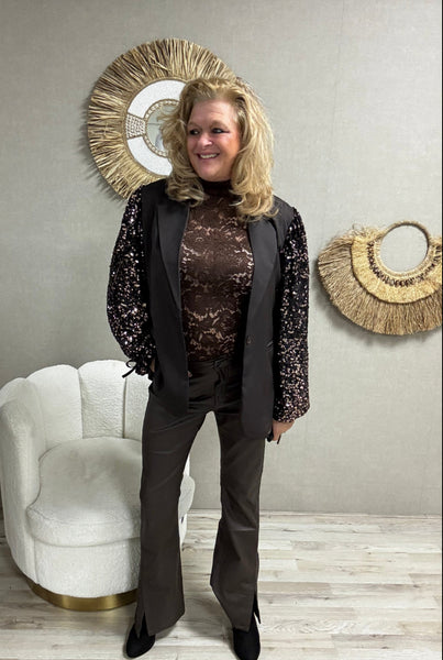 Blazer met pailletten mouwen Choco
