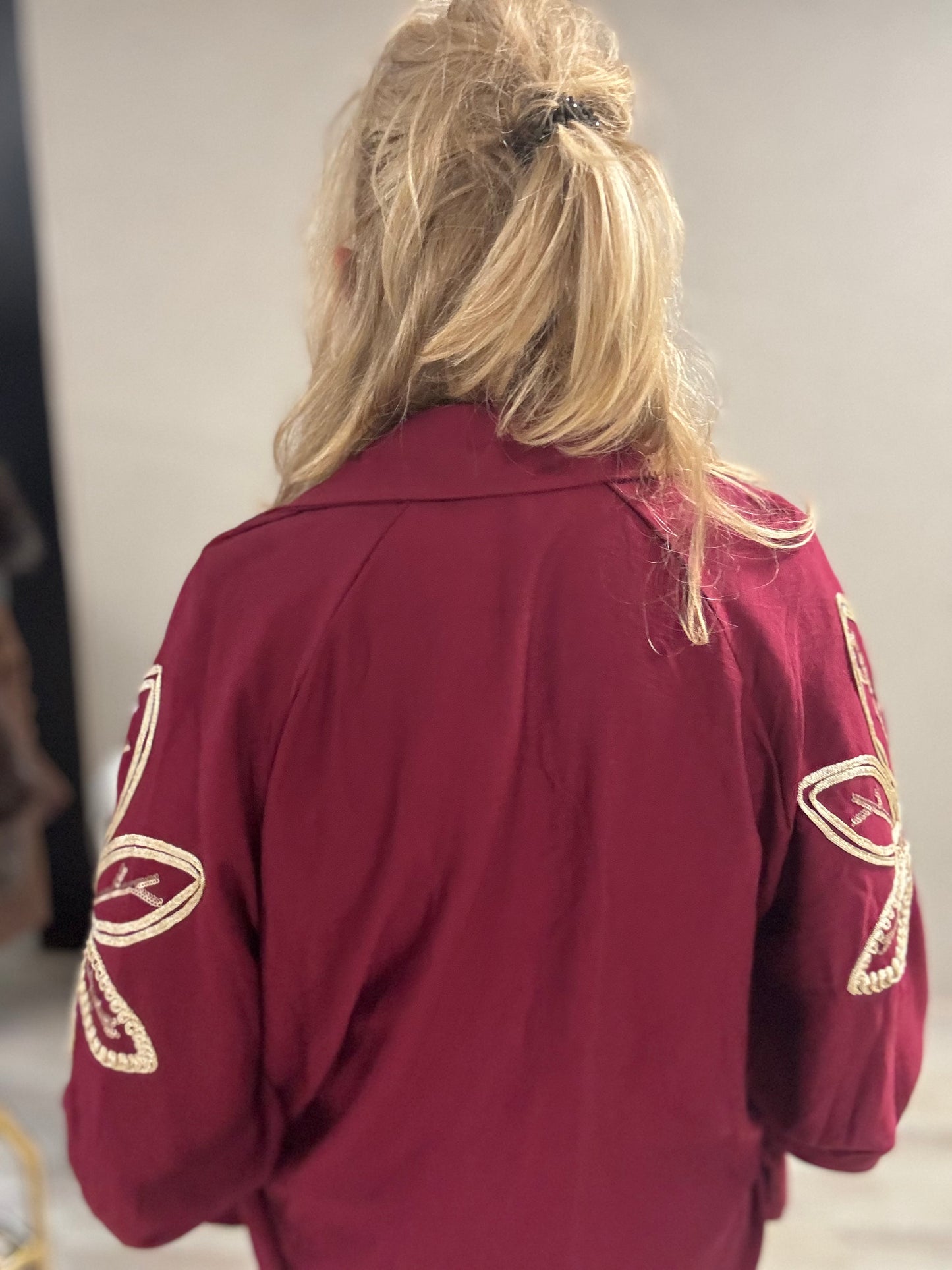 Top met mouwborduursel G. Ricceri Bordeaux