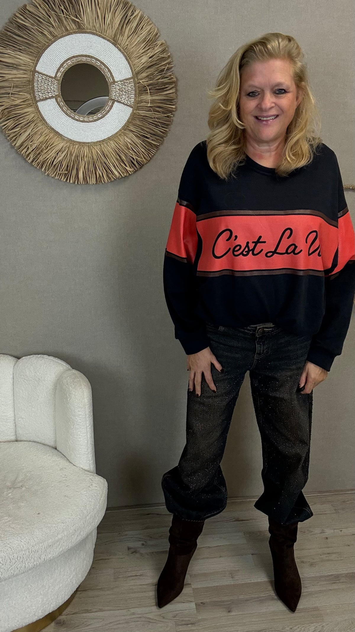 Sweater C’est La Vie Blauw/Rood