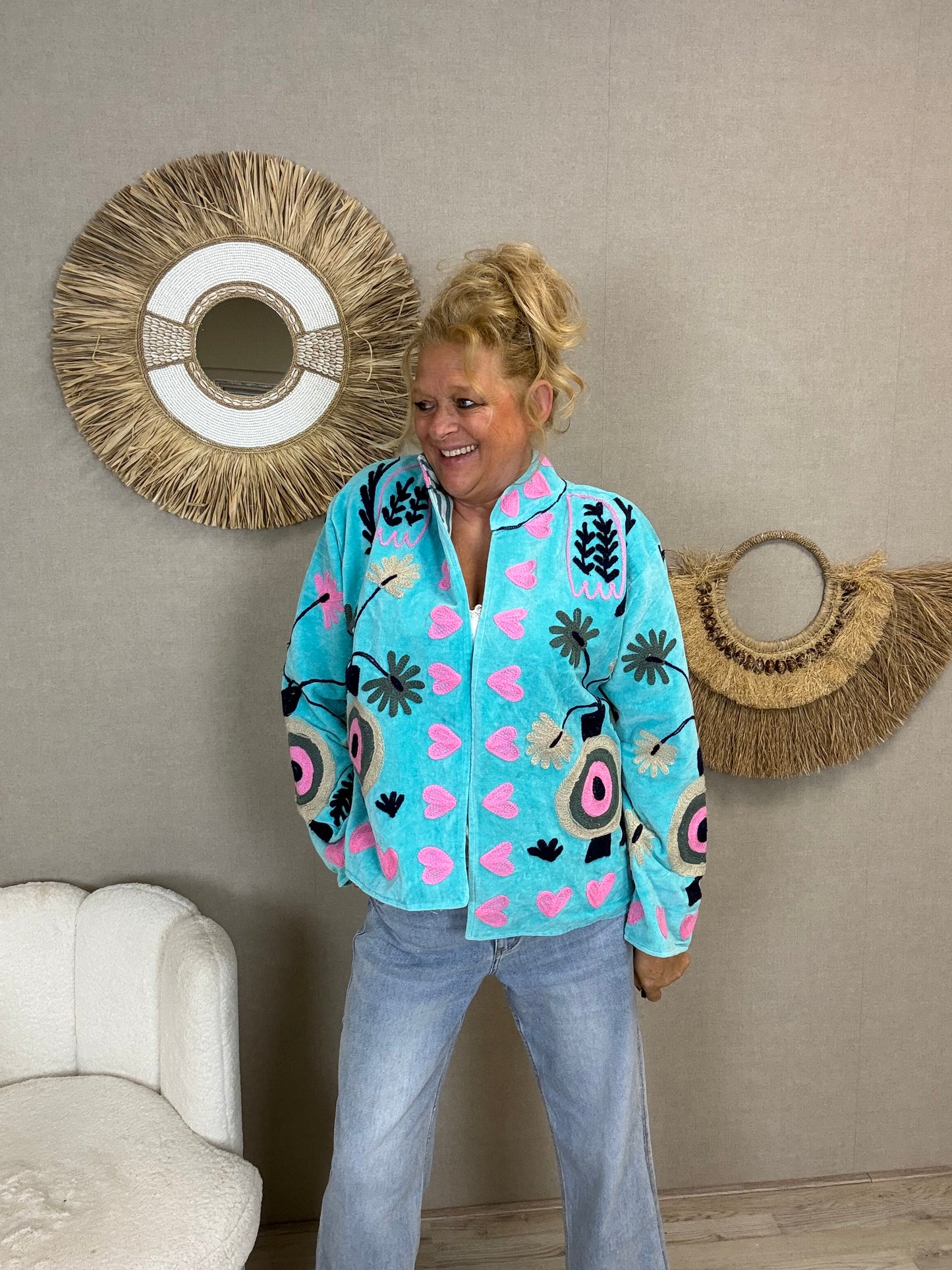Cotton Velvet Jacket turquoise