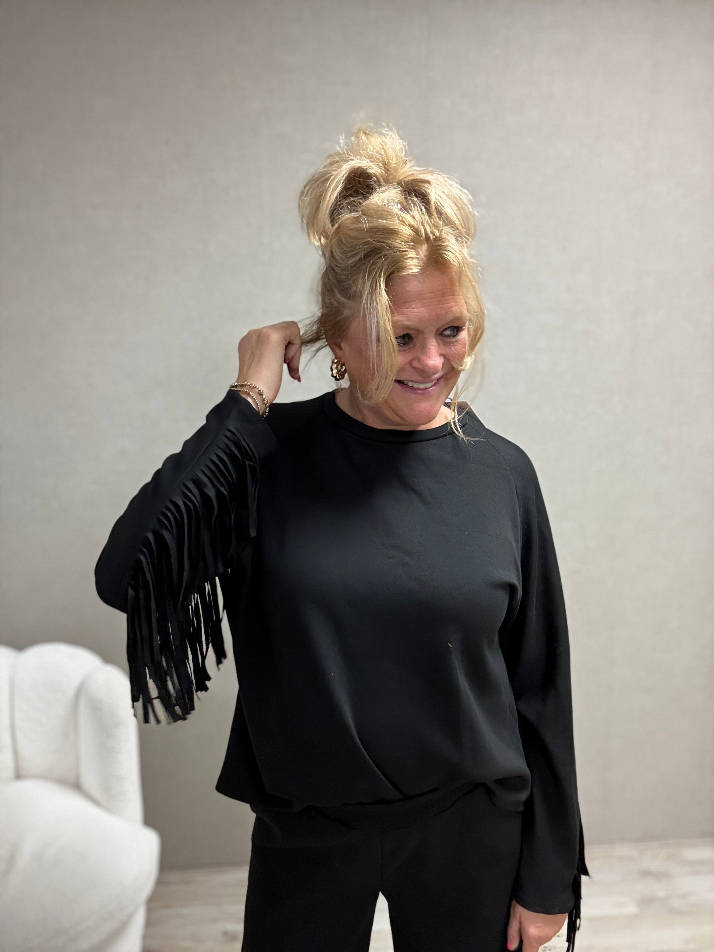 Tweedelig Comfy Pak met Franjers Zwart
