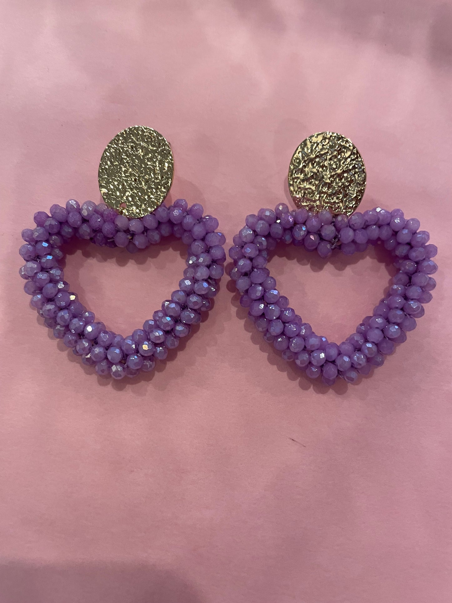 Earrings Nikkie hartje lila - Nancfashion