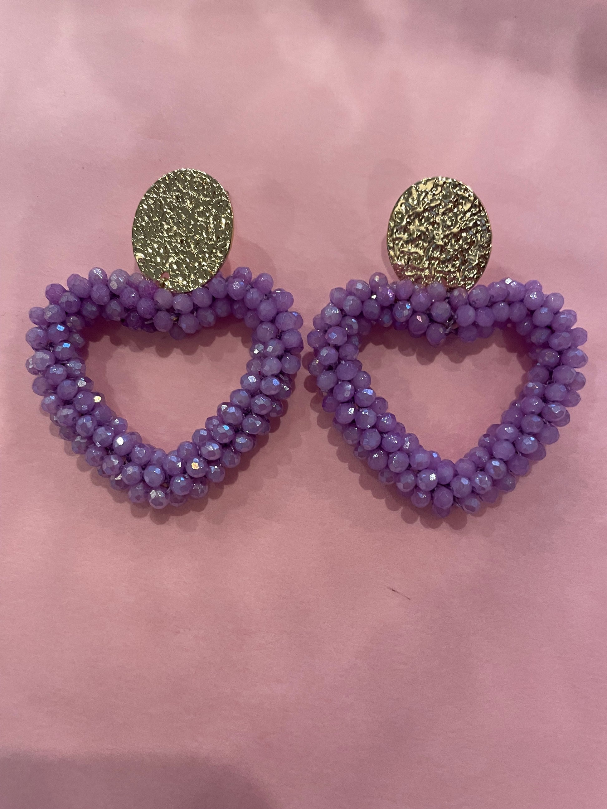 Earrings Nikkie hartje lila - Nancfashion