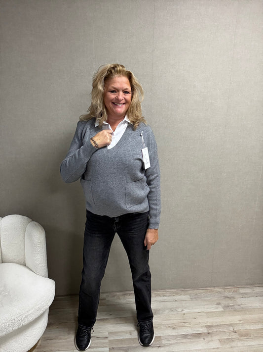 Trui Becky V-hals Grijs