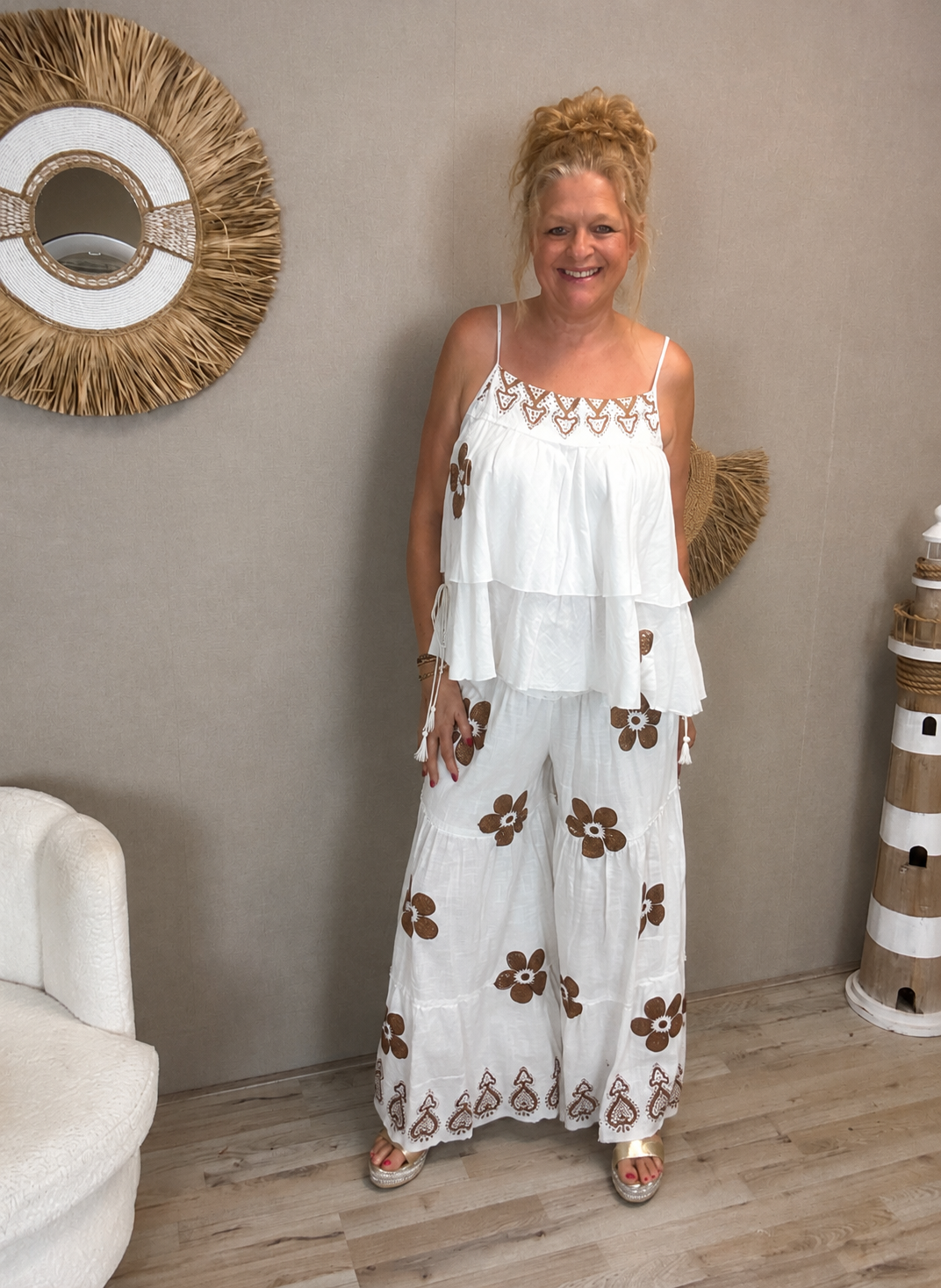Boho Set Marbella – Wit/Camel