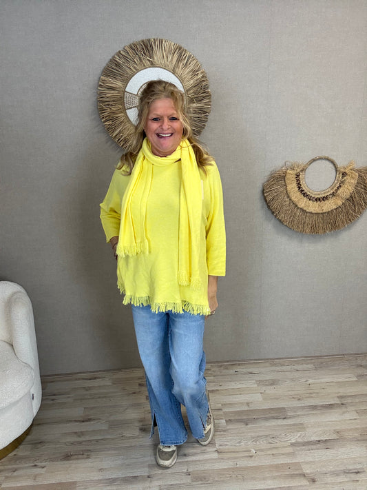 Trui Anouk met Sjaal Yellow - Nancfashion