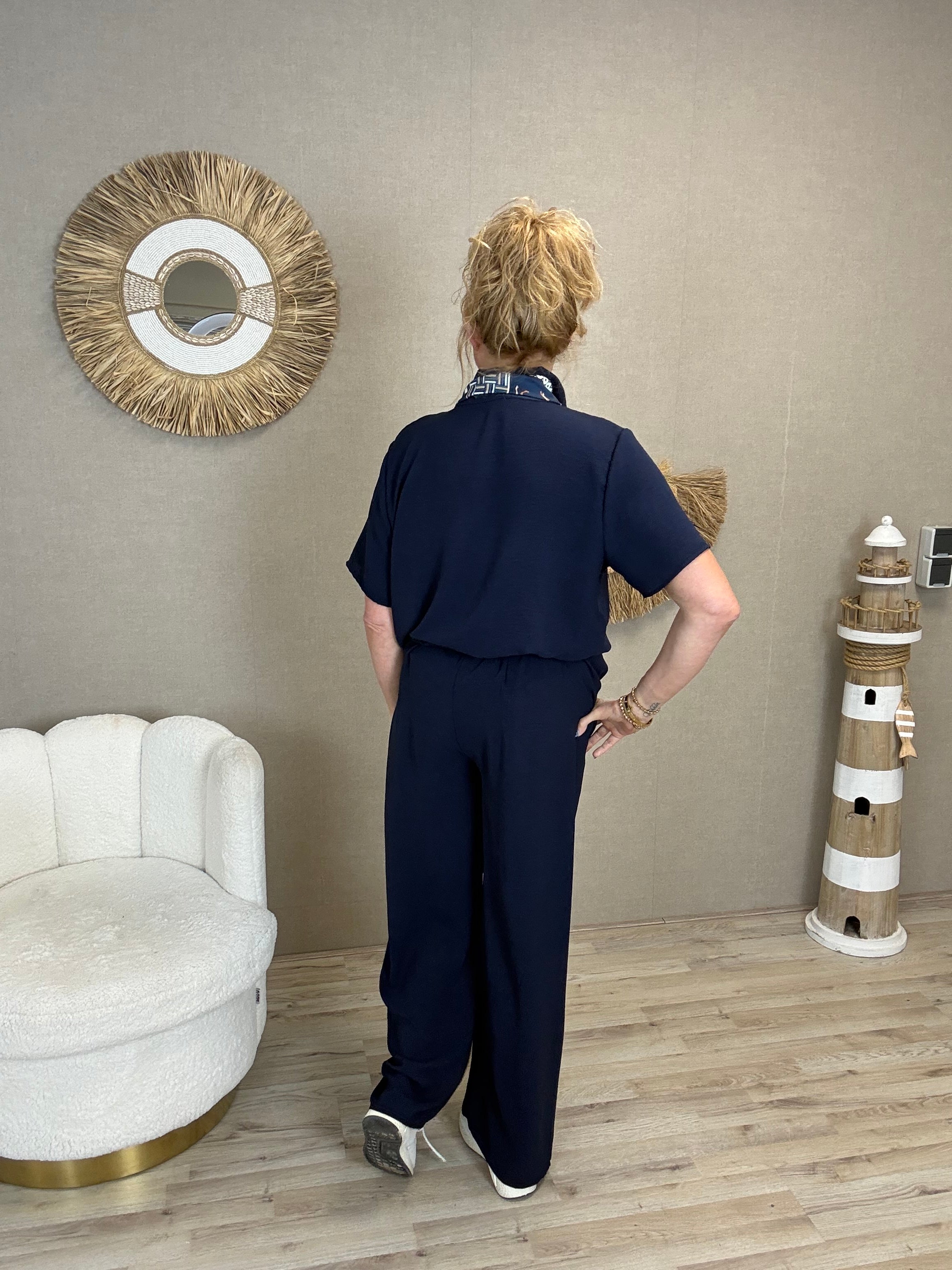 Tweedelig pak met sjaaltje Donkerblauw