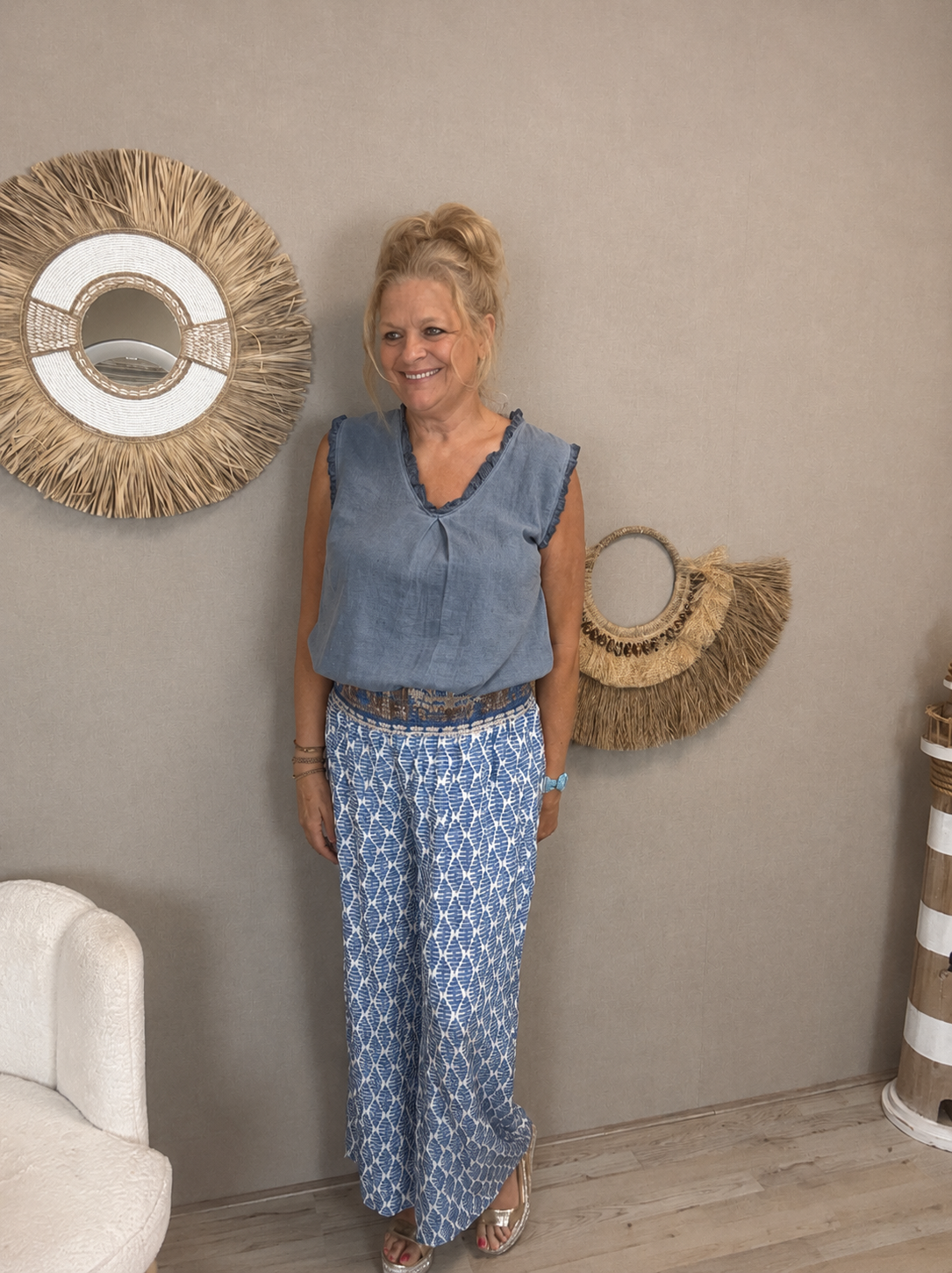 Summer Breeze Top Jeansblauw