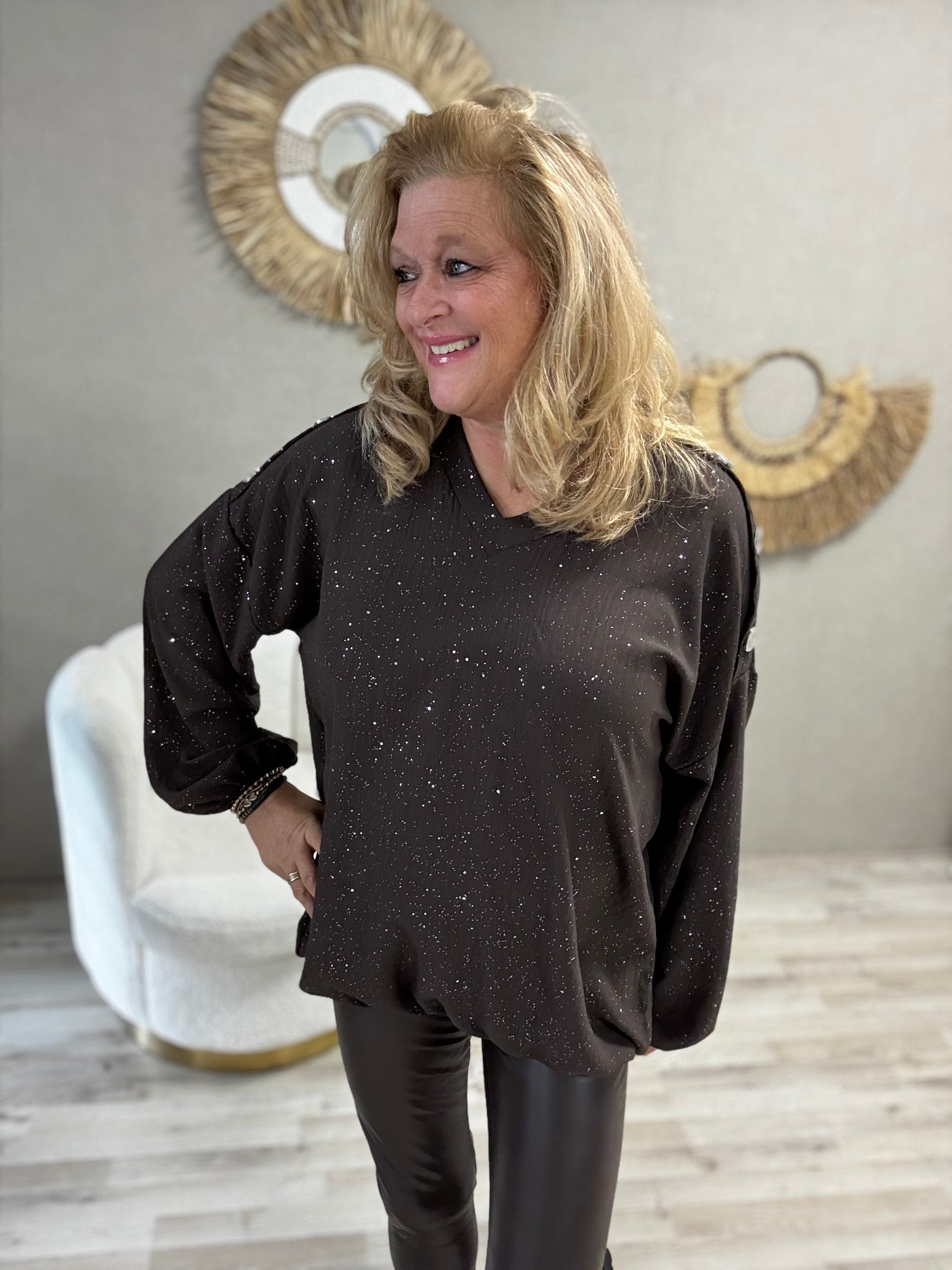Blouse Imke Choco Zilveren Sparkel