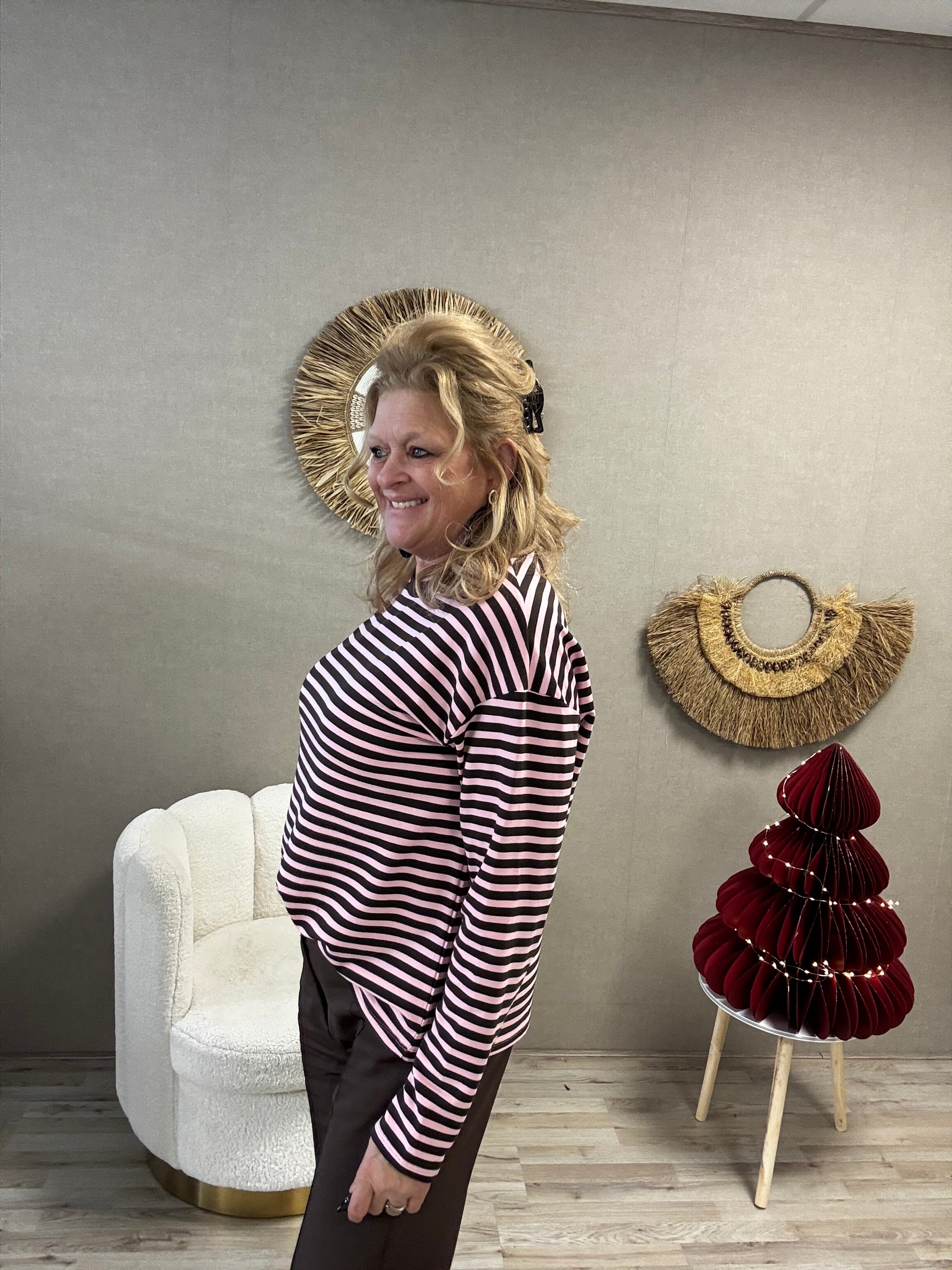 Gemma Ricceri shirt  Roze met Bruine Streep