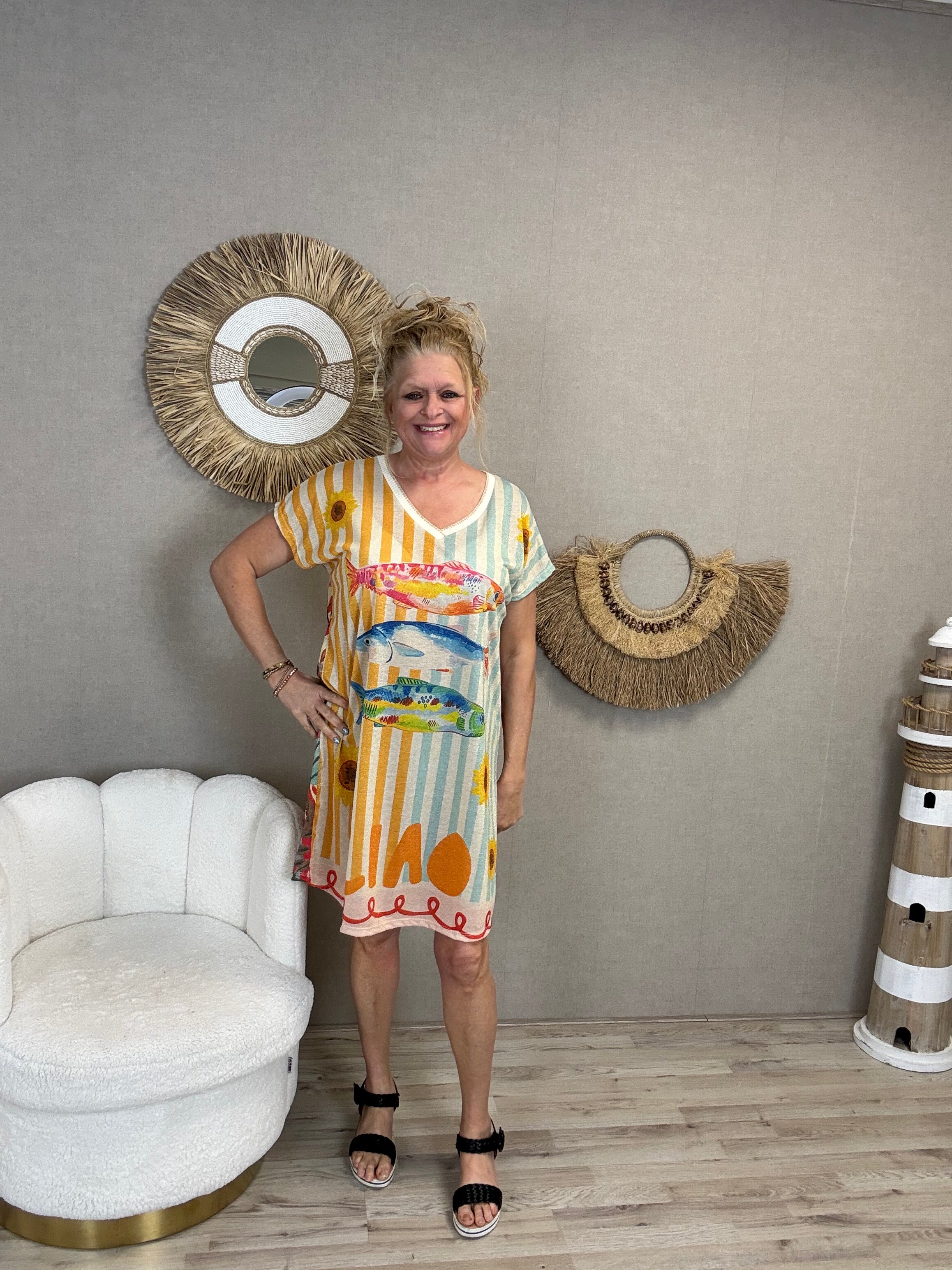 Jurkje Lurex Vissen - Nancfashion