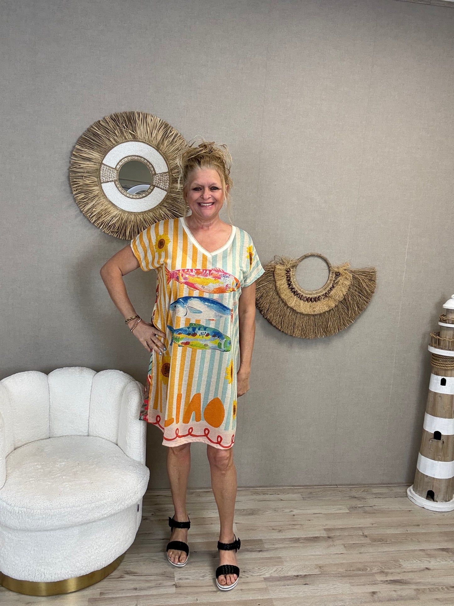 Jurkje Lurex Vissen - Nancfashion