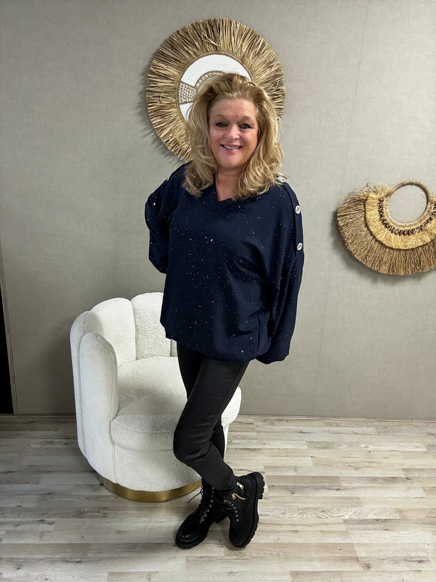 Blouse Imke Donkerblauw Zilveren sparkel