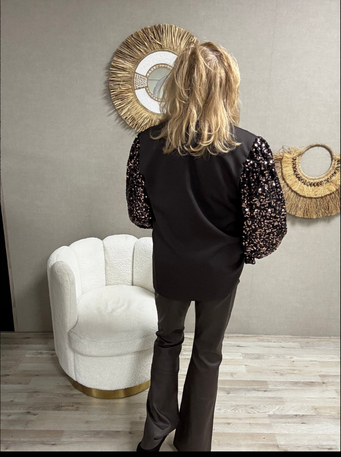 Blazer met pailletten mouwen Choco