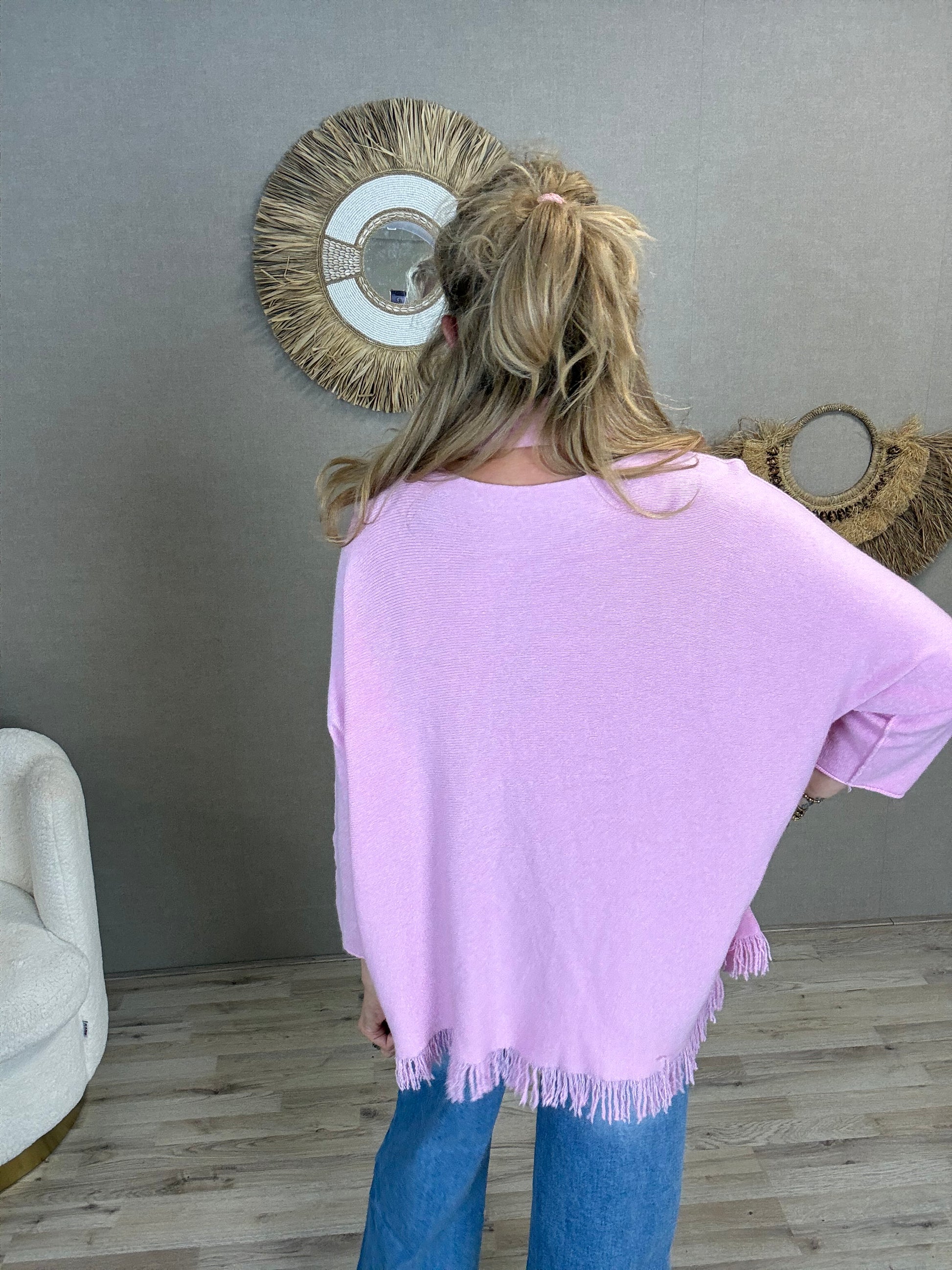 Trui Anouk met Sjaal licht roze - Nancfashion